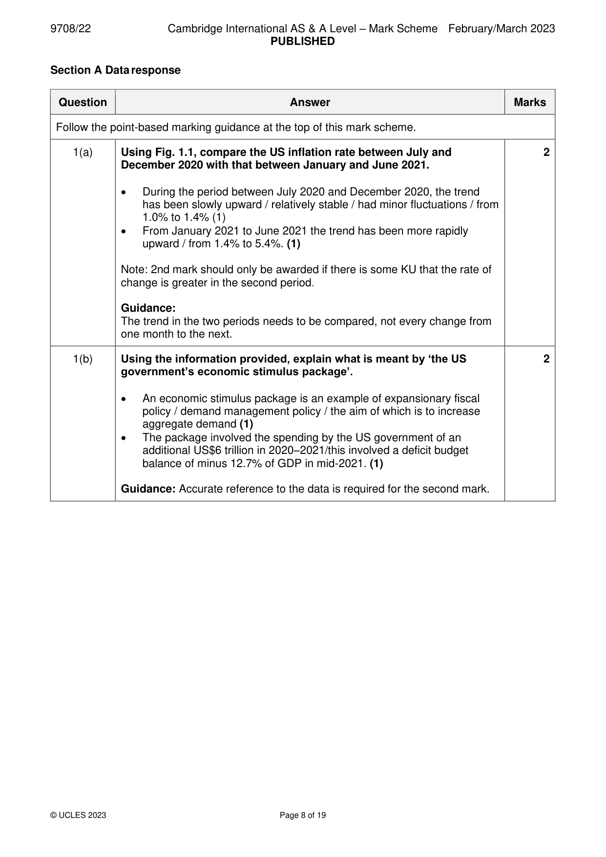 Mark scheme, page 8 of 19