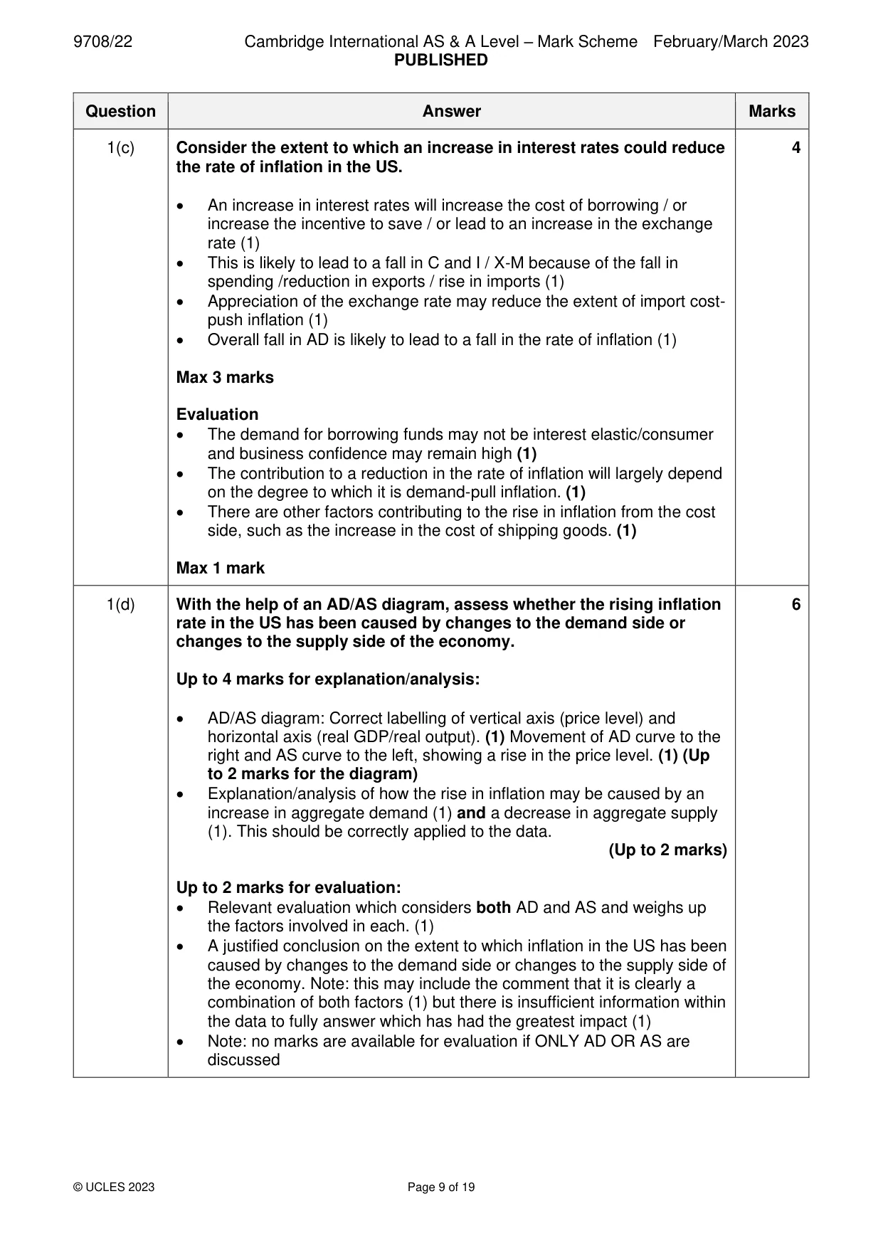 Mark scheme, page 9 of 19