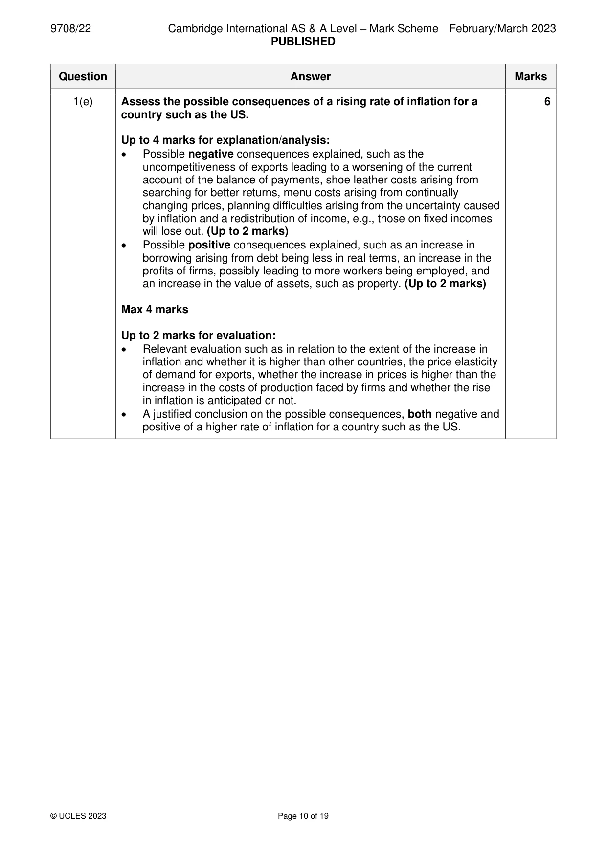 Mark scheme, page 10 of 19