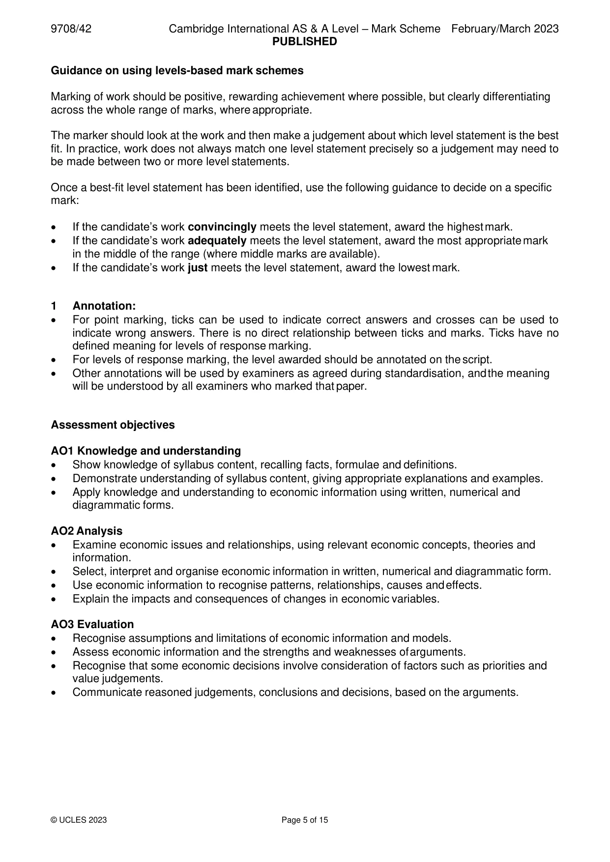 Mark scheme, page 5 of 15