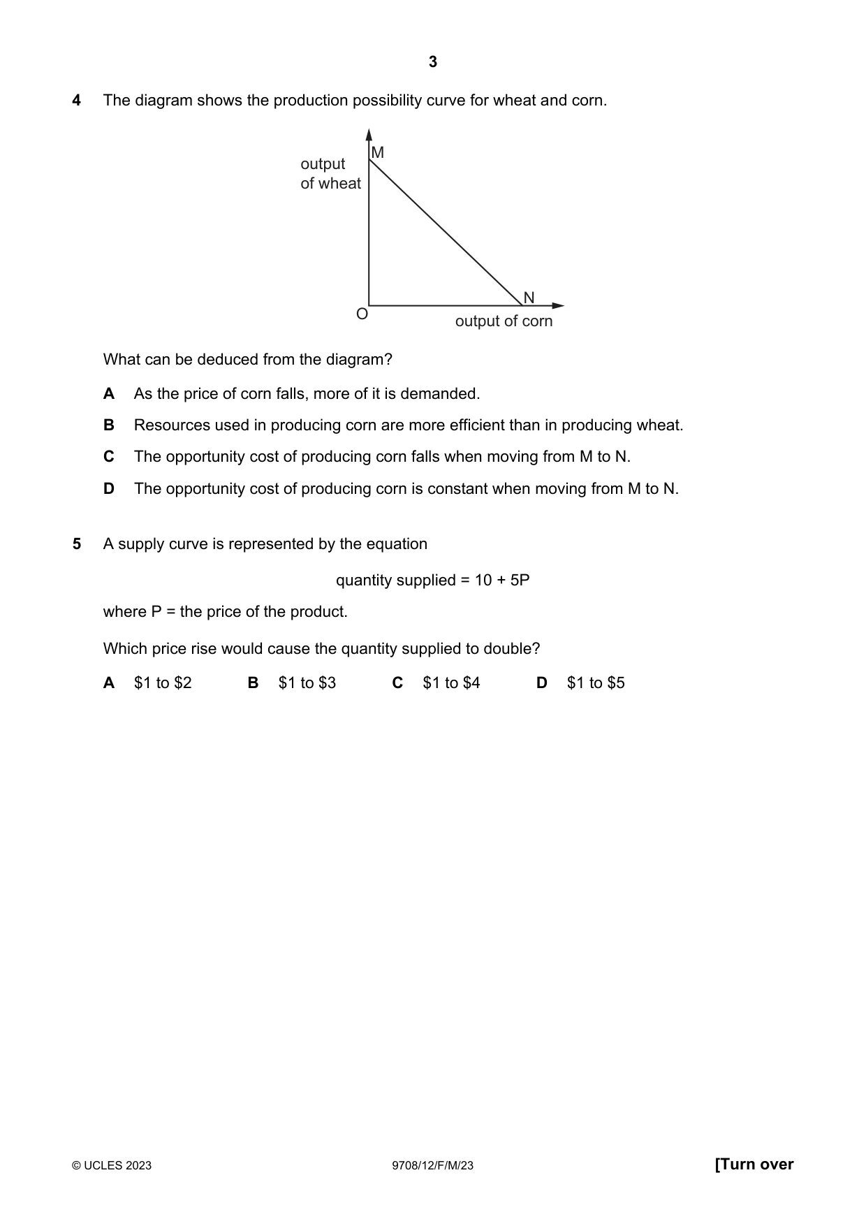 Cambridge A Level Economics 9708 2023 Feb/March Paper 1 · Variant 2 question paper, page 3 of 12