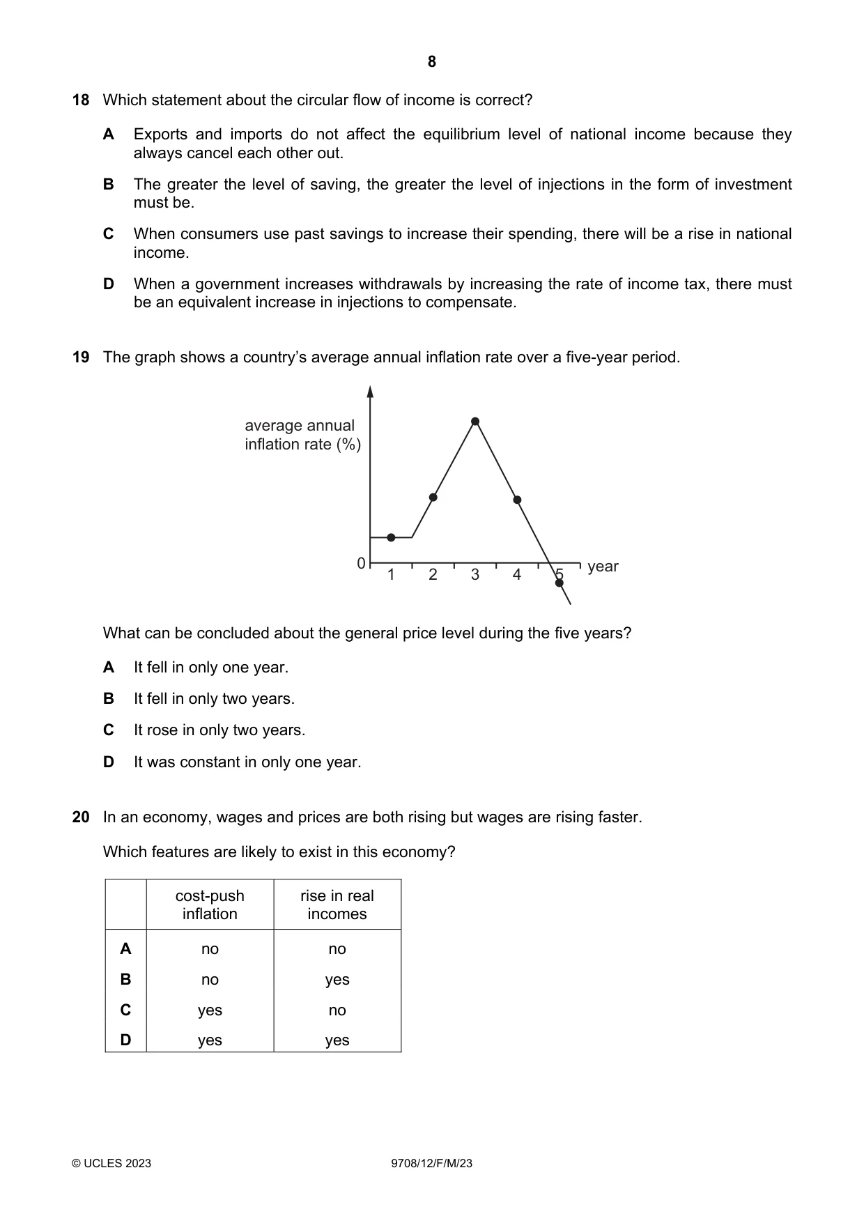 Cambridge A Level Economics 9708 2023 Feb/March Paper 1 · Variant 2 question paper, page 8 of 12
