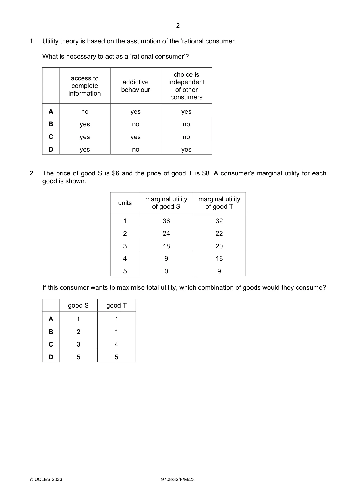 Cambridge A Level Economics 9708 2023 Feb/March Paper 3 · Variant 2 question paper, page 2 of 12