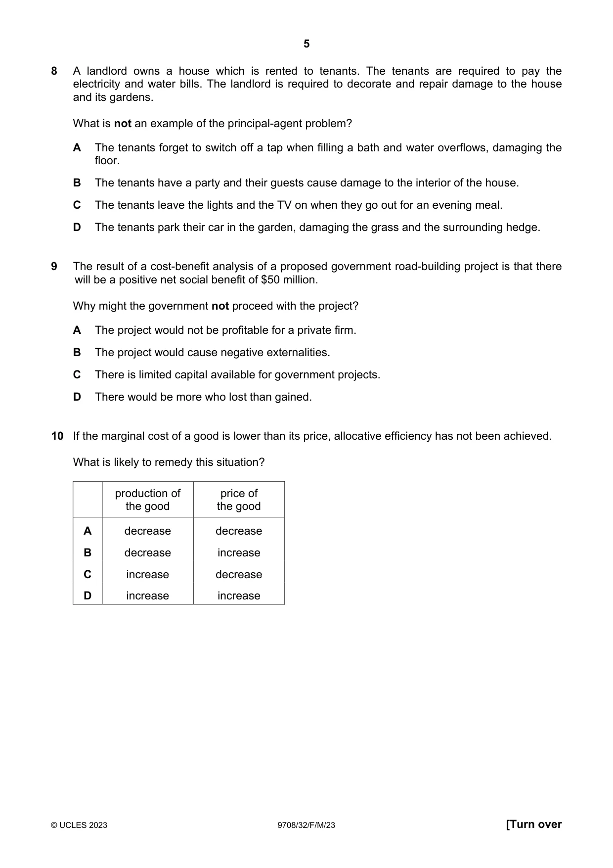 Cambridge A Level Economics 9708 2023 Feb/March Paper 3 · Variant 2 question paper, page 5 of 12
