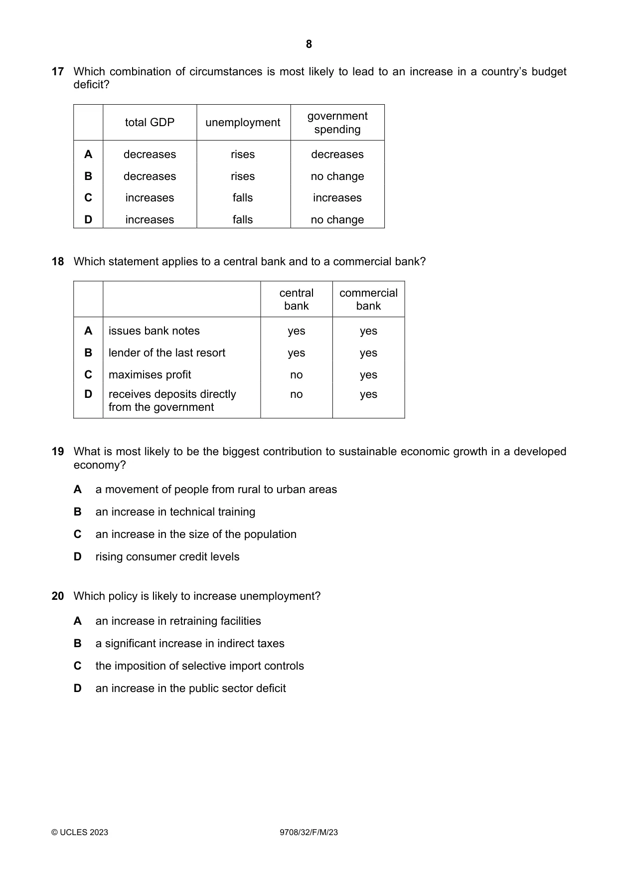 Cambridge A Level Economics 9708 2023 Feb/March Paper 3 · Variant 2 question paper, page 8 of 12