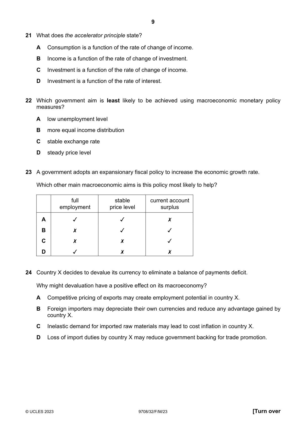 Cambridge A Level Economics 9708 2023 Feb/March Paper 3 · Variant 2 question paper, page 9 of 12