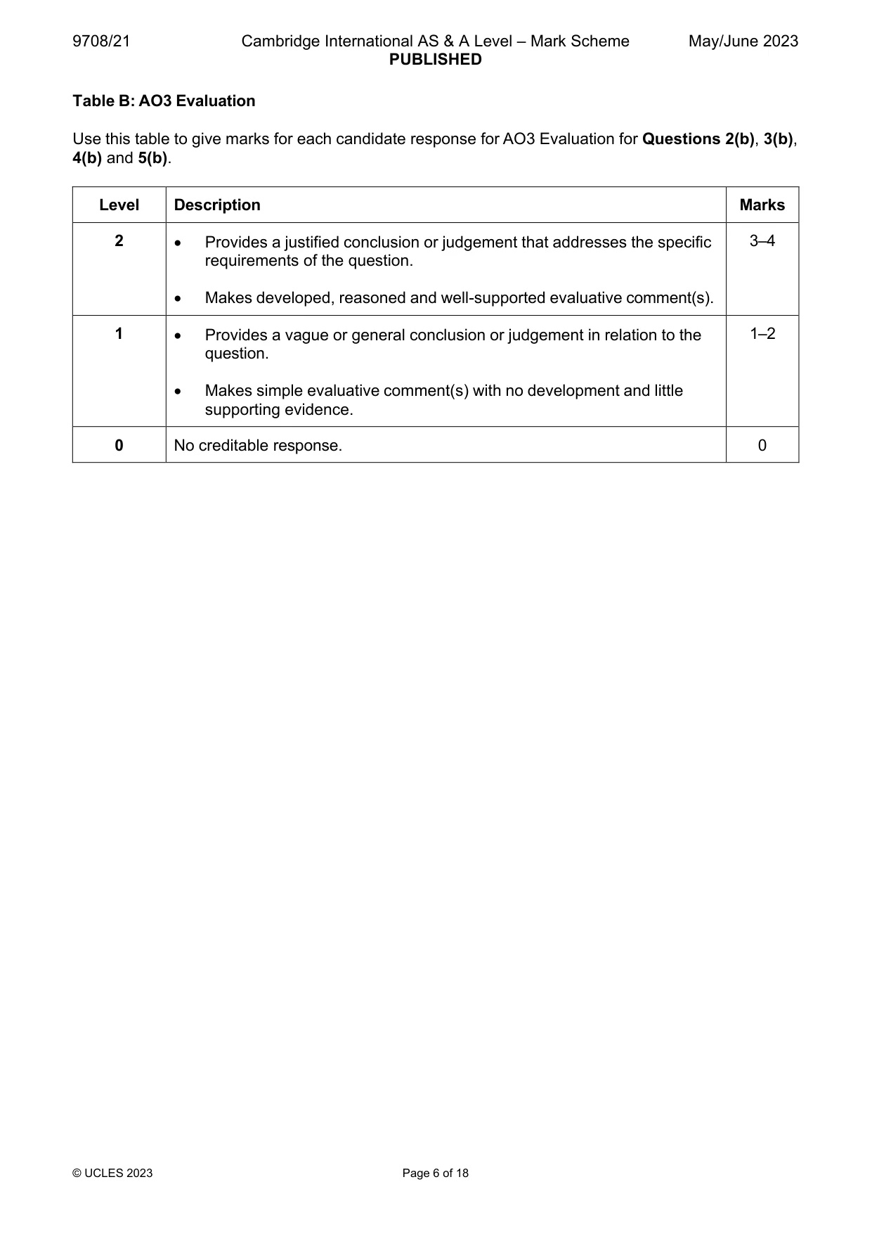 Mark scheme, page 6 of 18