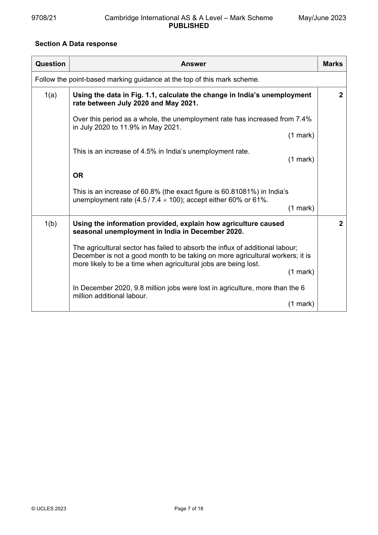 Mark scheme, page 7 of 18