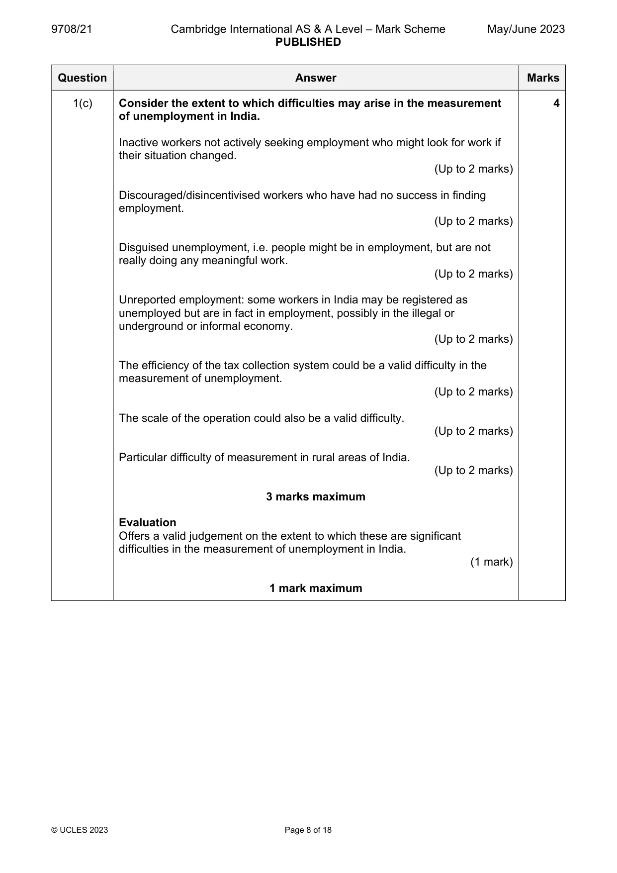 Mark scheme, page 8 of 18