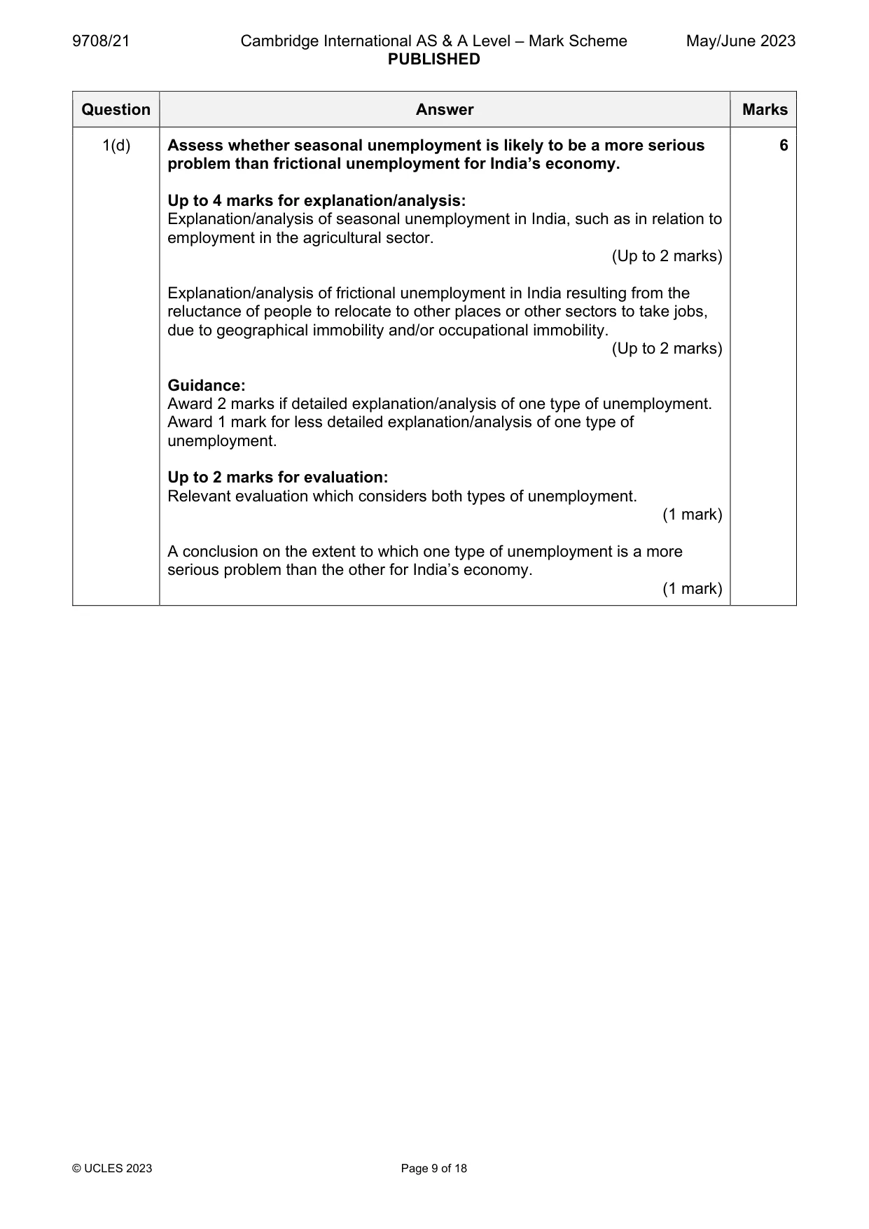 Mark scheme, page 9 of 18