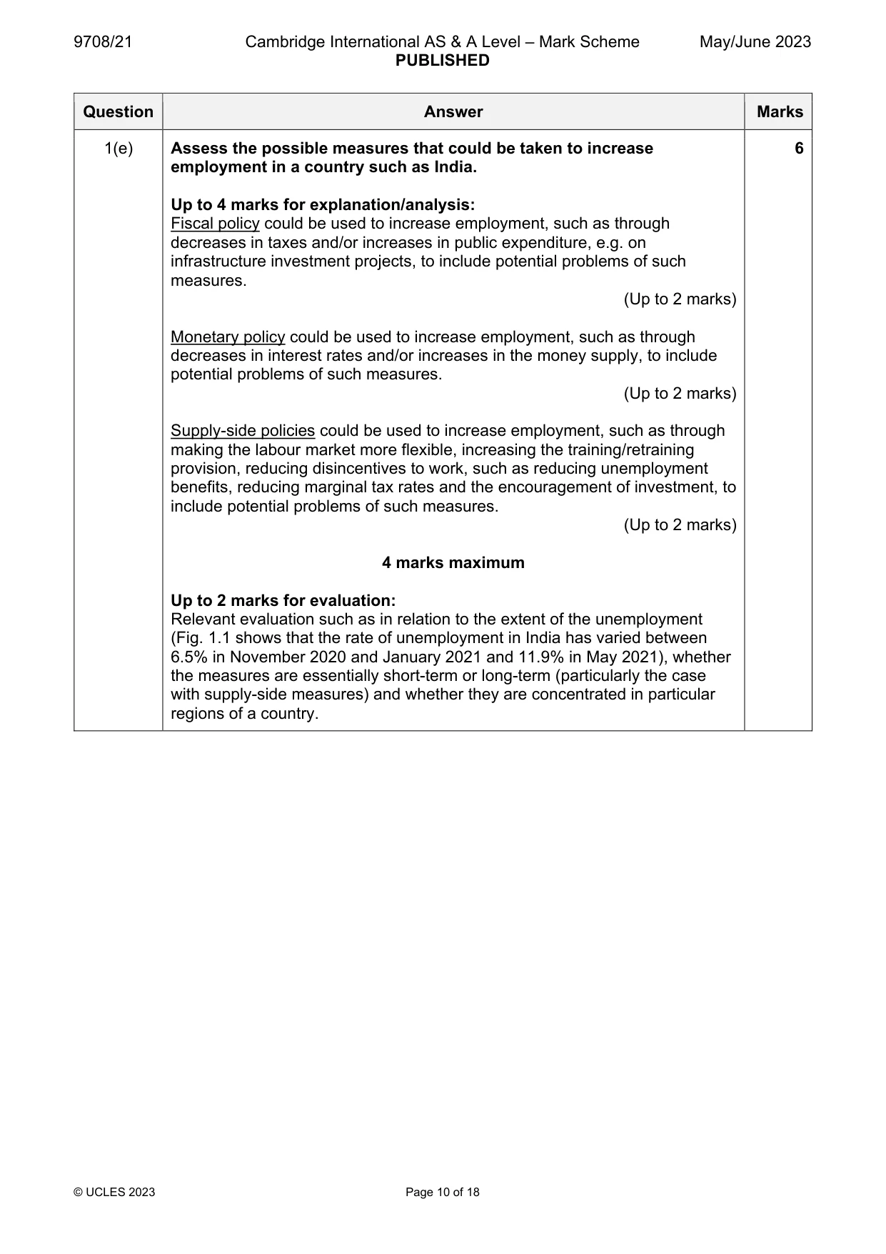 Mark scheme, page 10 of 18