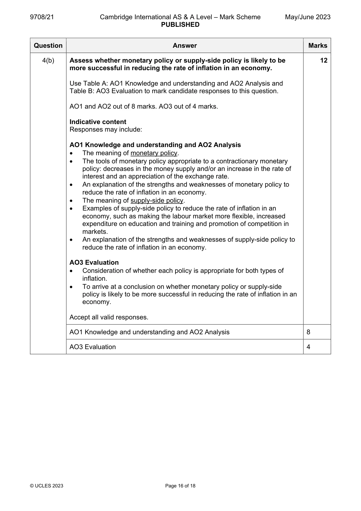 Mark scheme, page 16 of 18