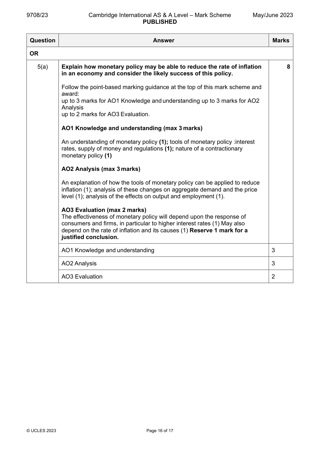 Mark scheme, page 16 of 17