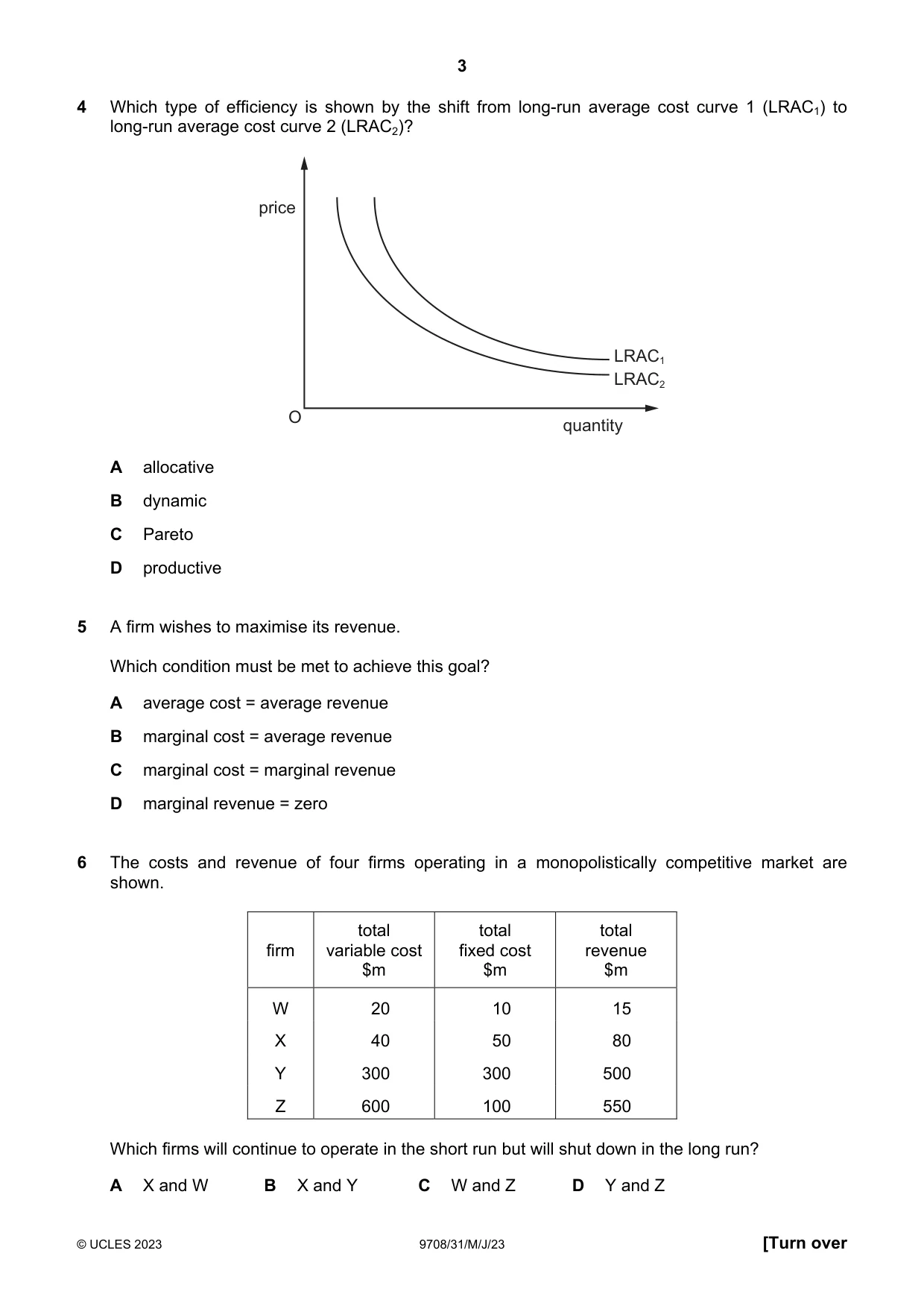 Cambridge A Level Economics 9708 2023 May/June Paper 3 · Variant 1 question paper, page 3 of 12