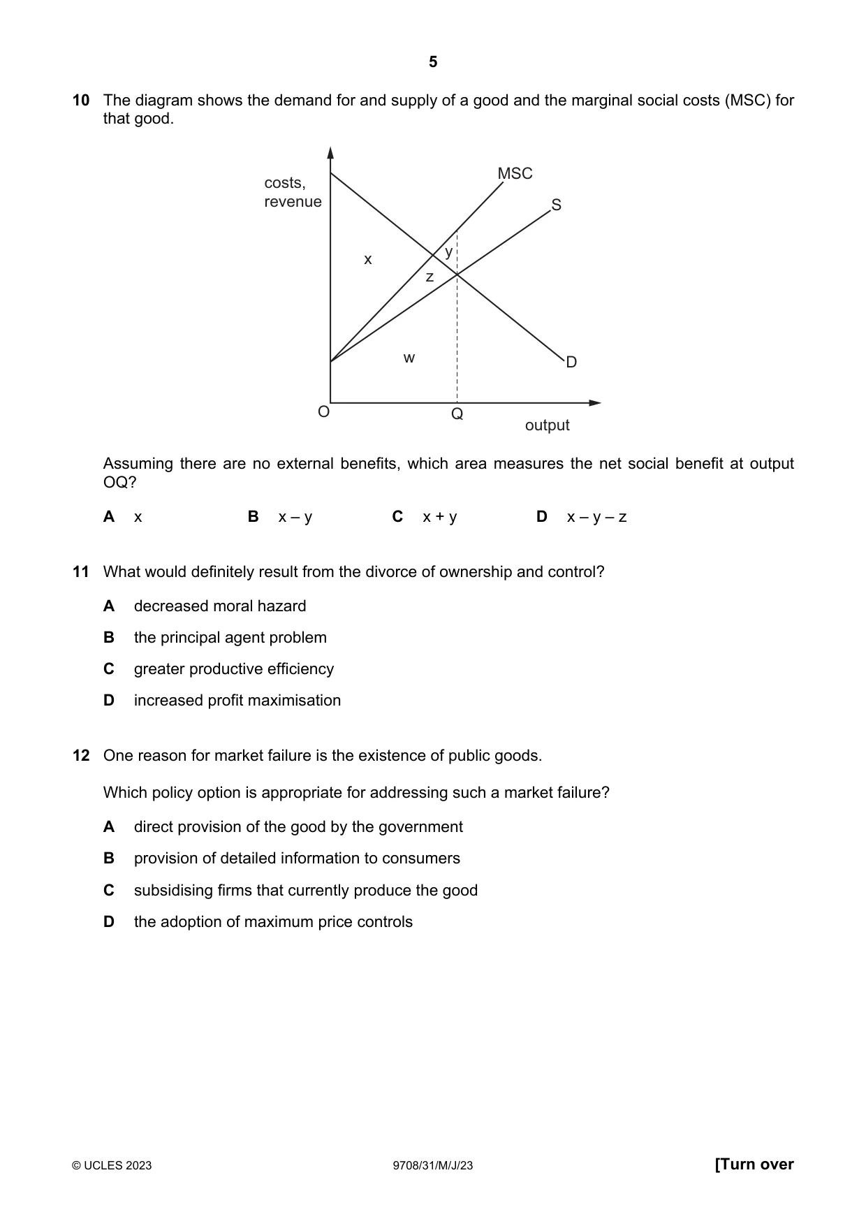 Cambridge A Level Economics 9708 2023 May/June Paper 3 · Variant 1 question paper, page 5 of 12