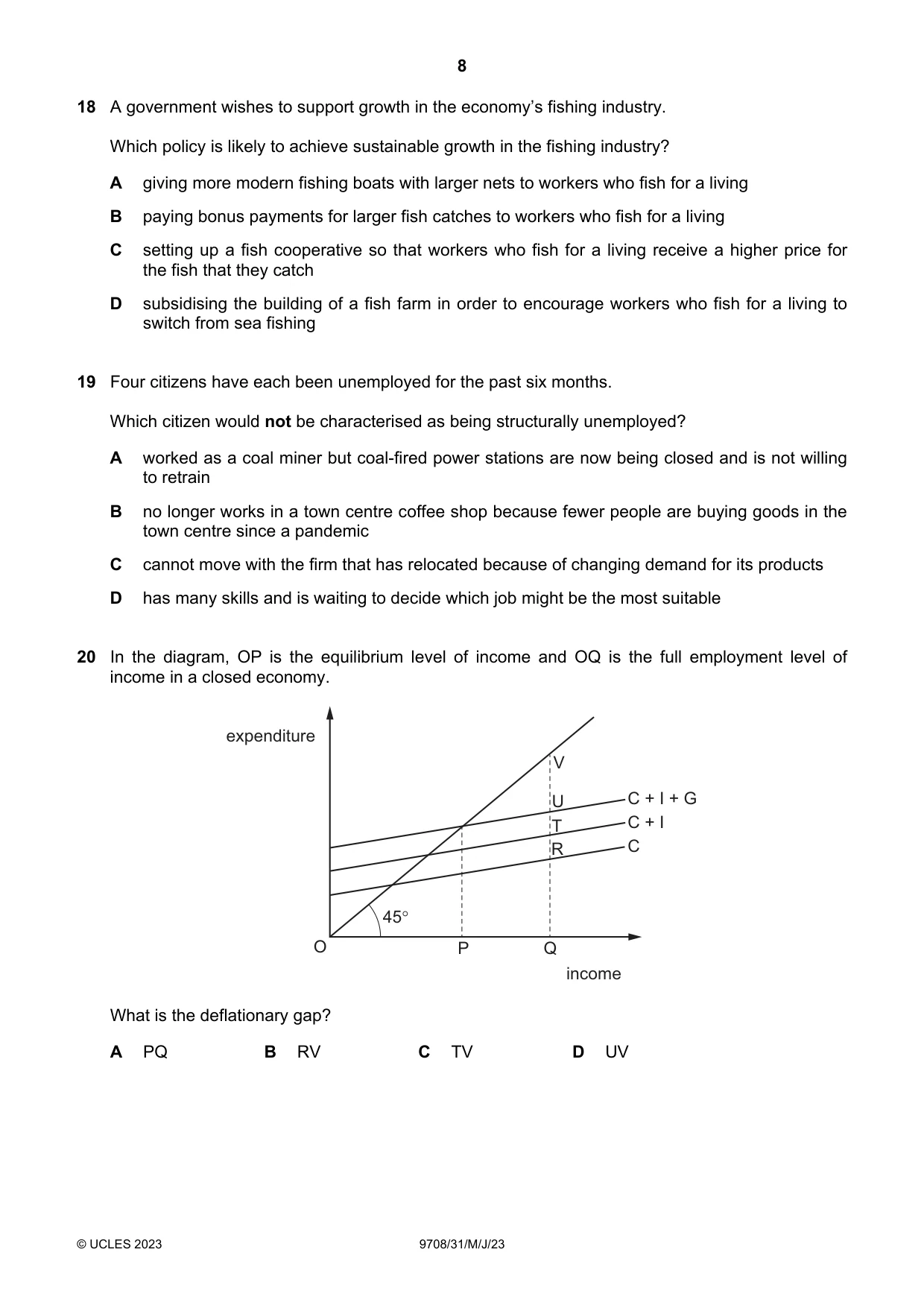 Cambridge A Level Economics 9708 2023 May/June Paper 3 · Variant 1 question paper, page 8 of 12