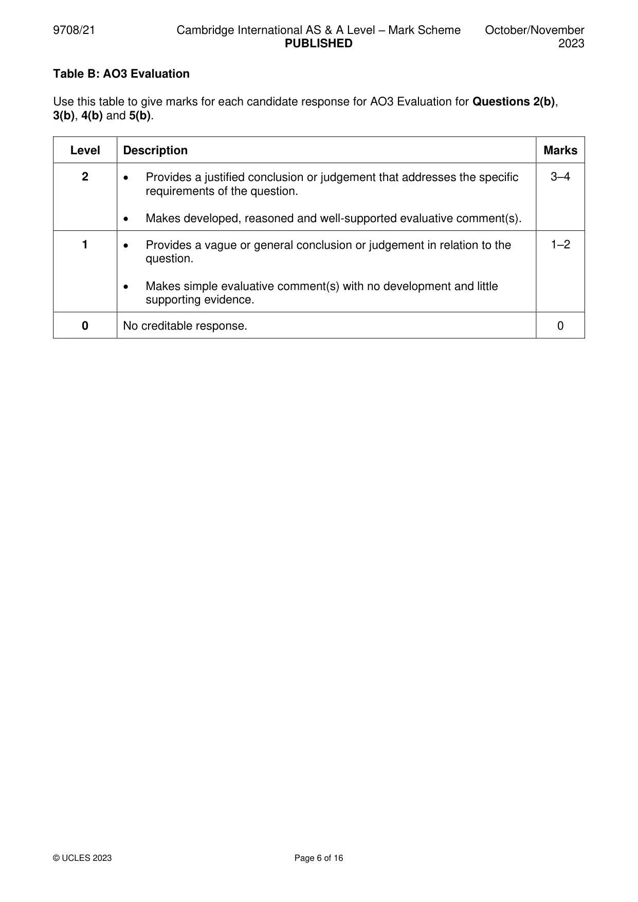 Mark scheme, page 6 of 16