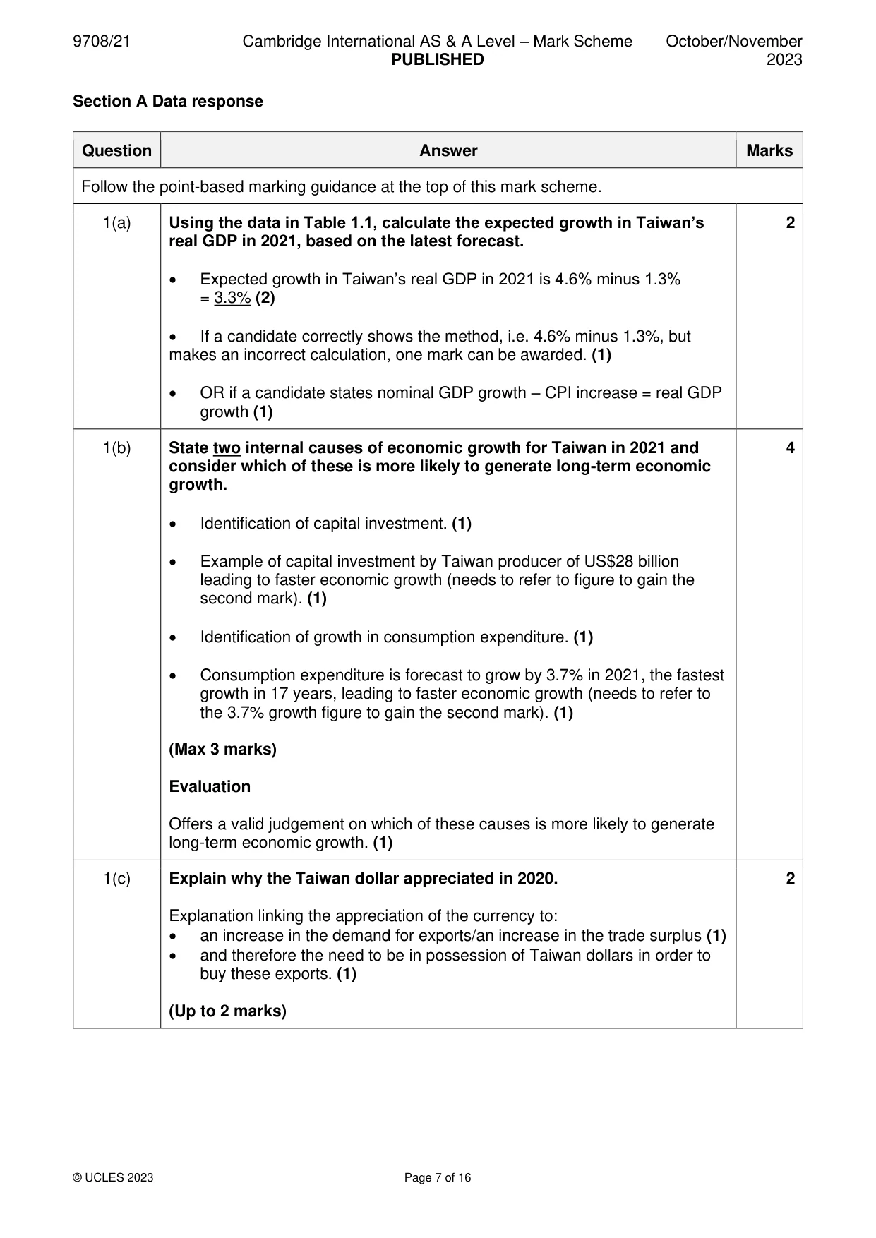 Mark scheme, page 7 of 16