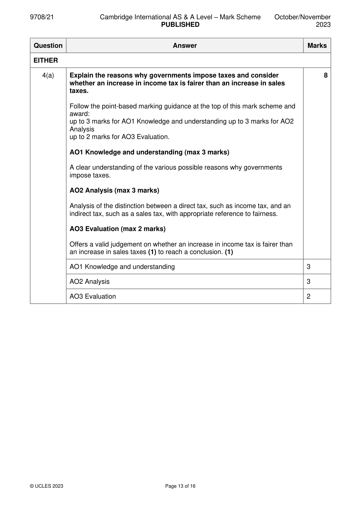Mark scheme, page 13 of 16
