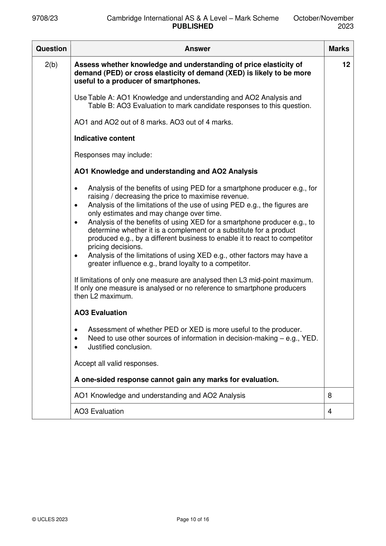 Mark scheme, page 10 of 16