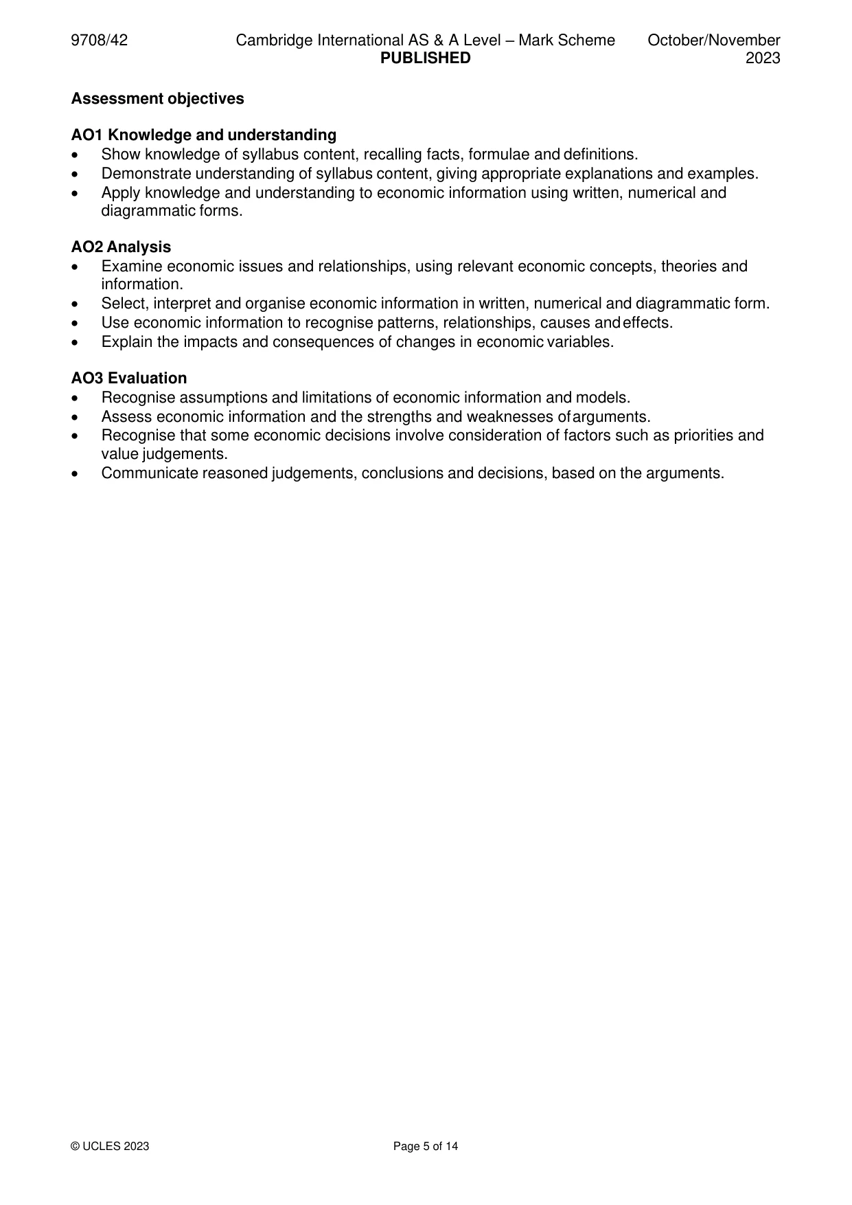 Mark scheme, page 5 of 14
