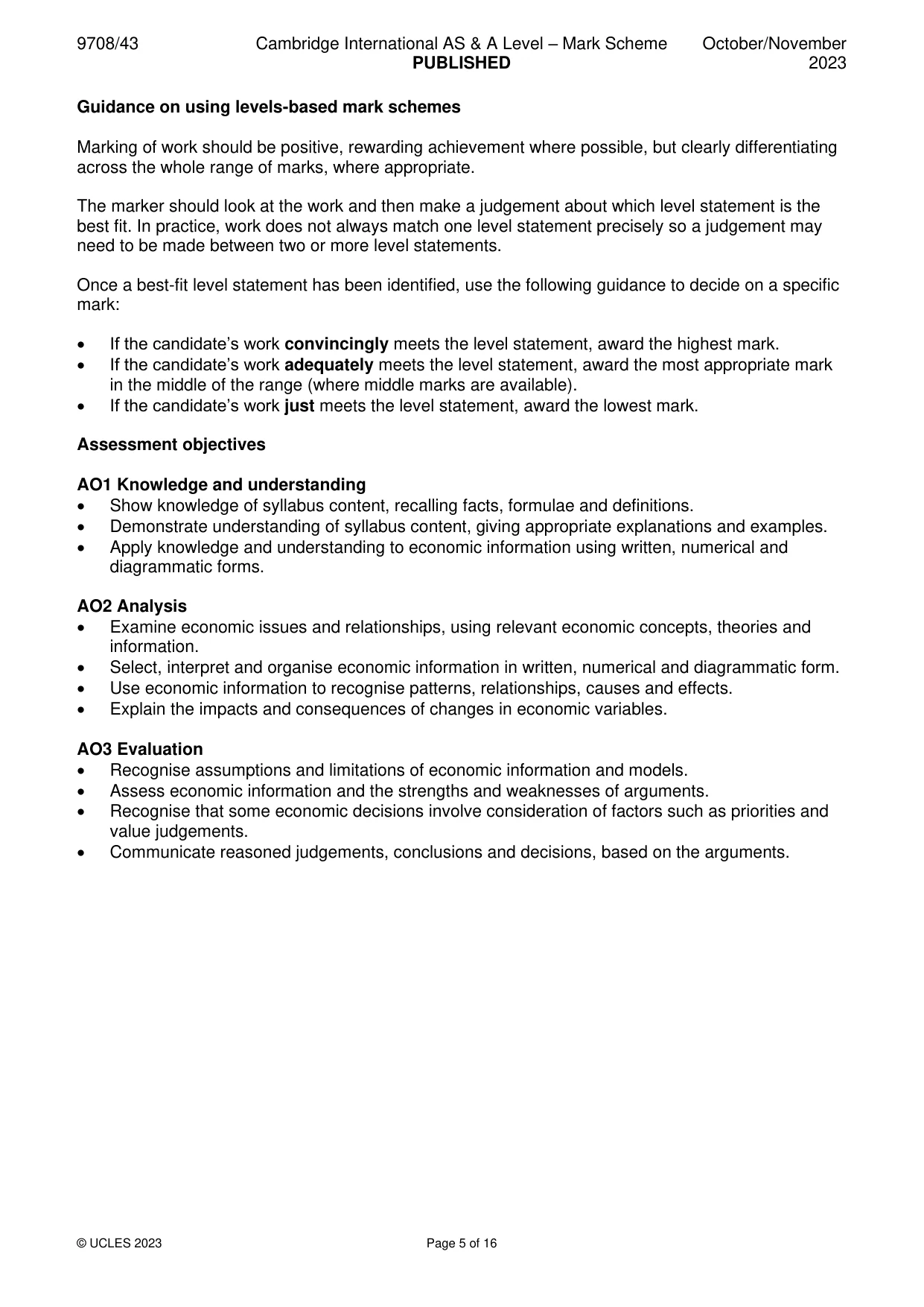 Mark scheme, page 5 of 16