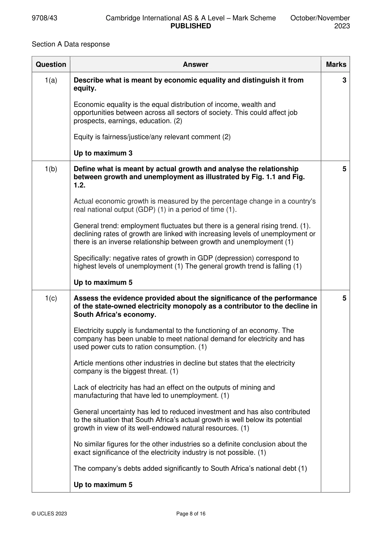 Mark scheme, page 8 of 16