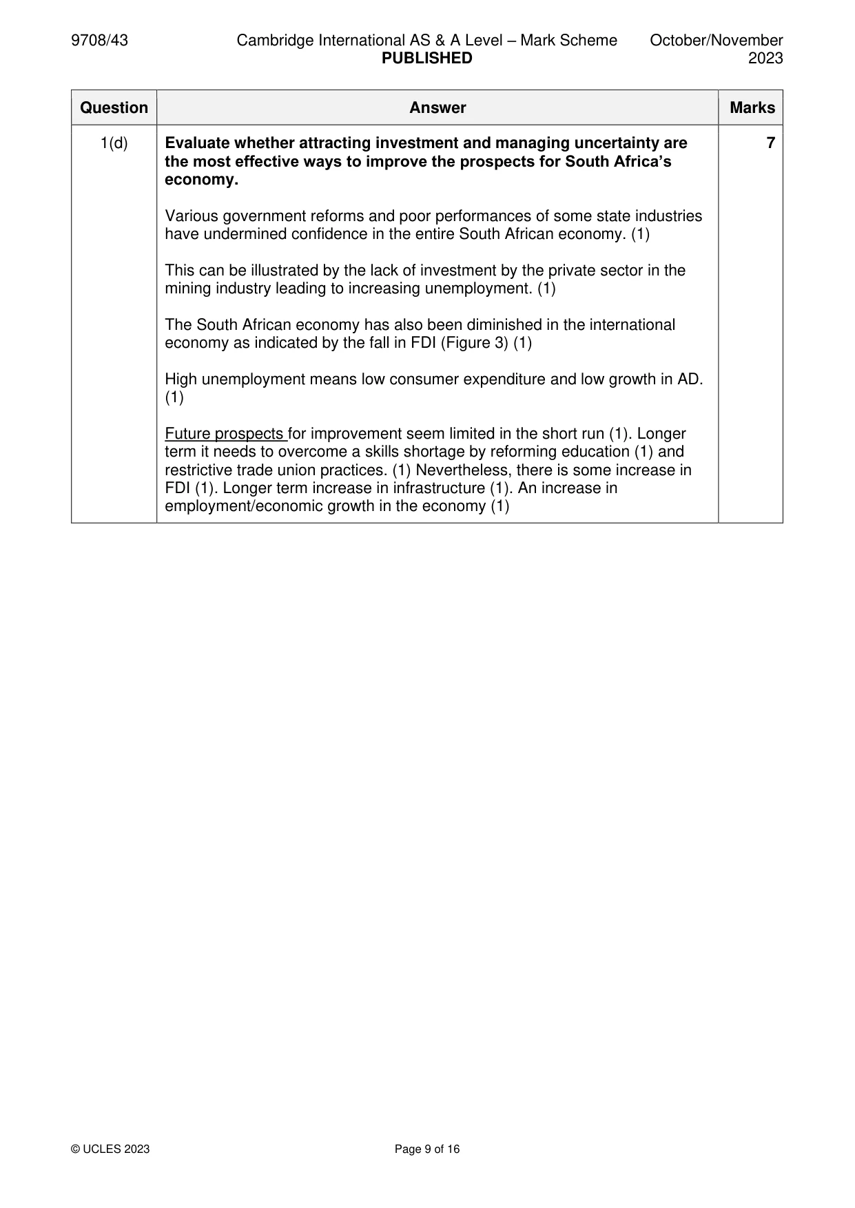 Mark scheme, page 9 of 16