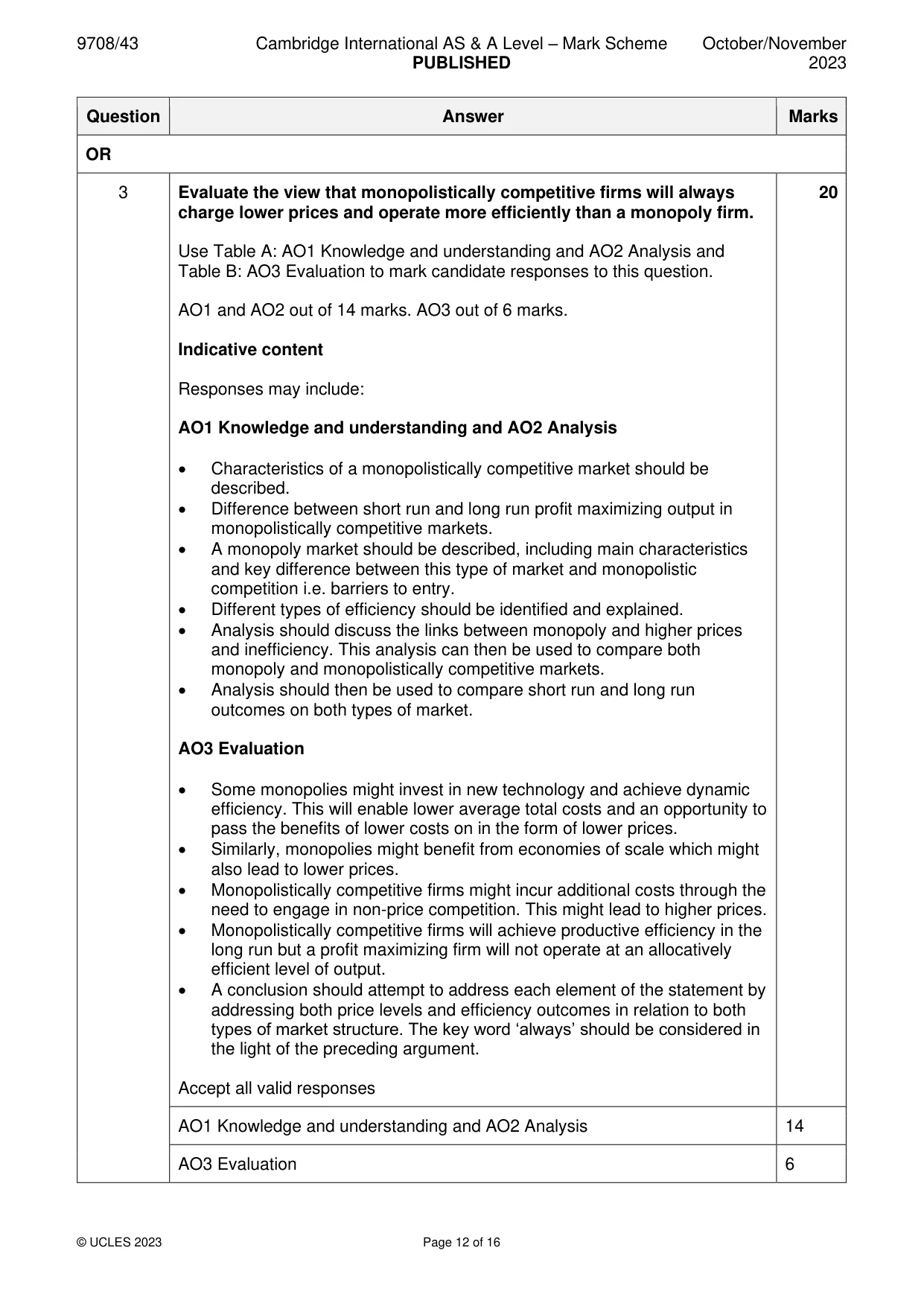 Mark scheme, page 12 of 16