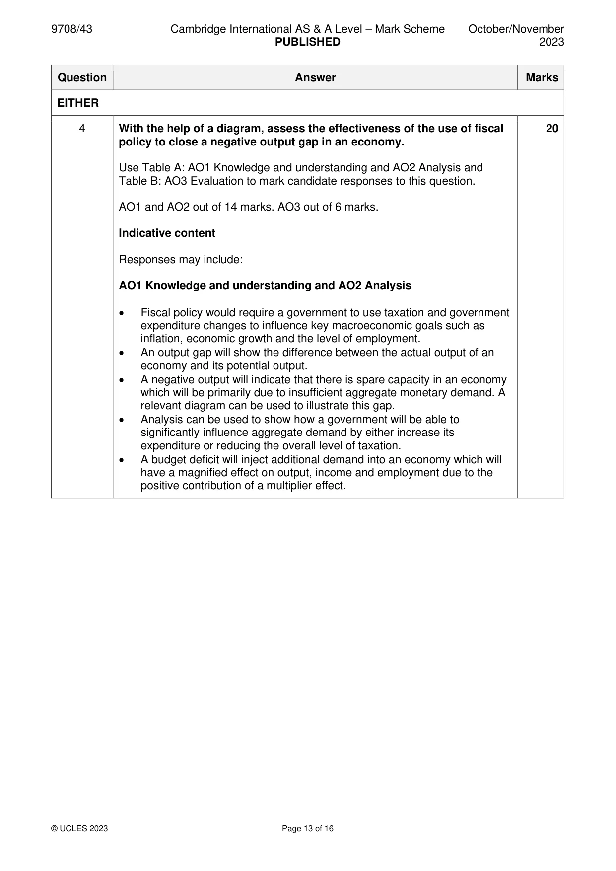 Mark scheme, page 13 of 16