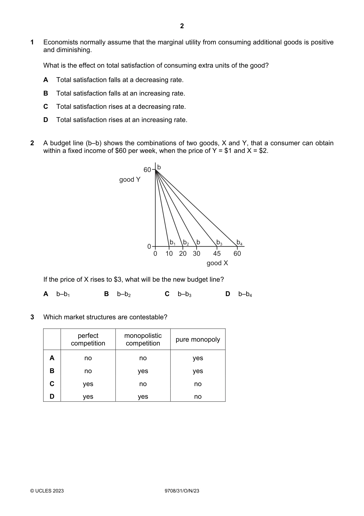 Cambridge A Level Economics 9708 2023 Oct/Nov Paper 3 · Variant 1 question paper, page 2 of 12