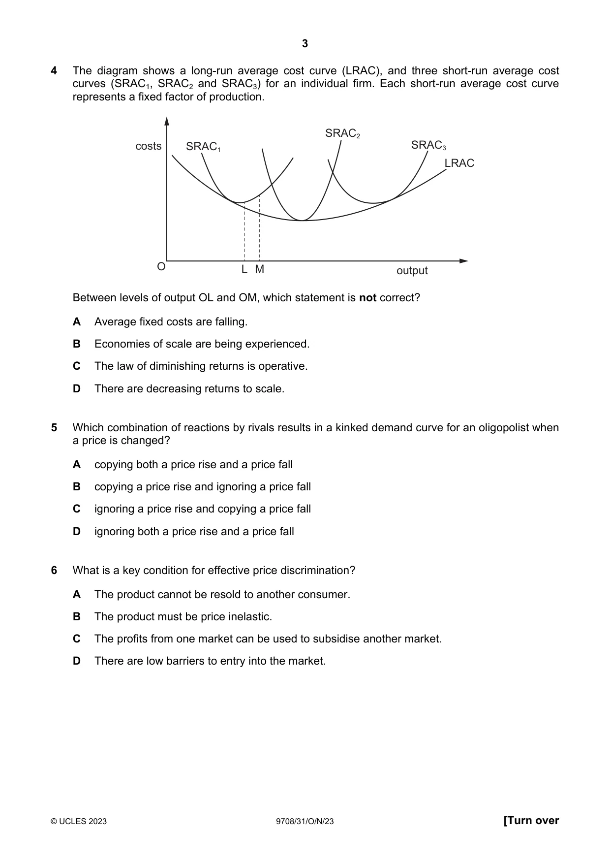 Cambridge A Level Economics 9708 2023 Oct/Nov Paper 3 · Variant 1 question paper, page 3 of 12