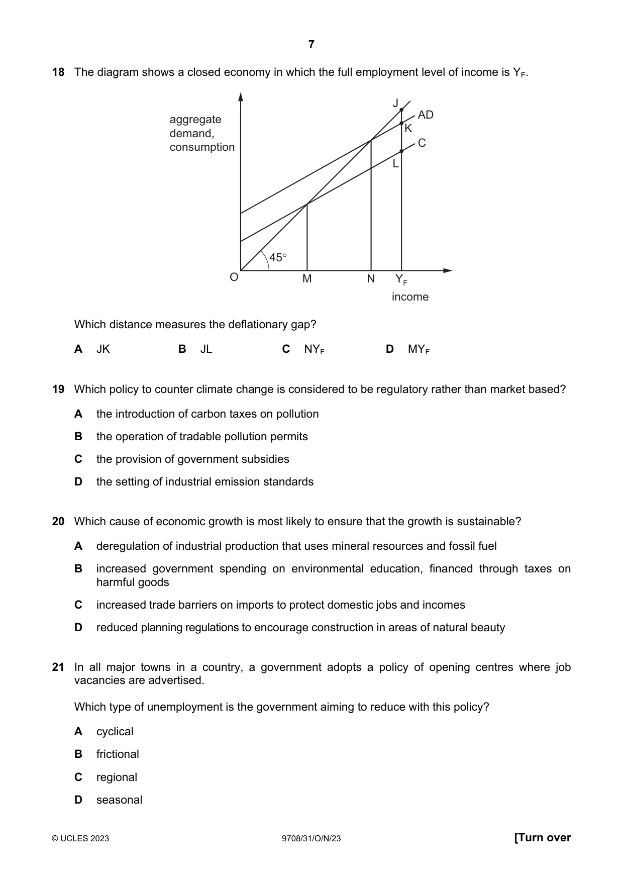 Cambridge A Level Economics 9708 2023 Oct/Nov Paper 3 · Variant 1 question paper, page 7 of 12