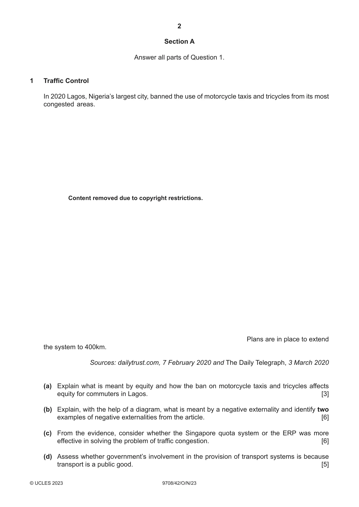 Cambridge A Level Economics 9708 2023 Oct/Nov Paper 4 · Variant 2 question paper, page 2 of 4