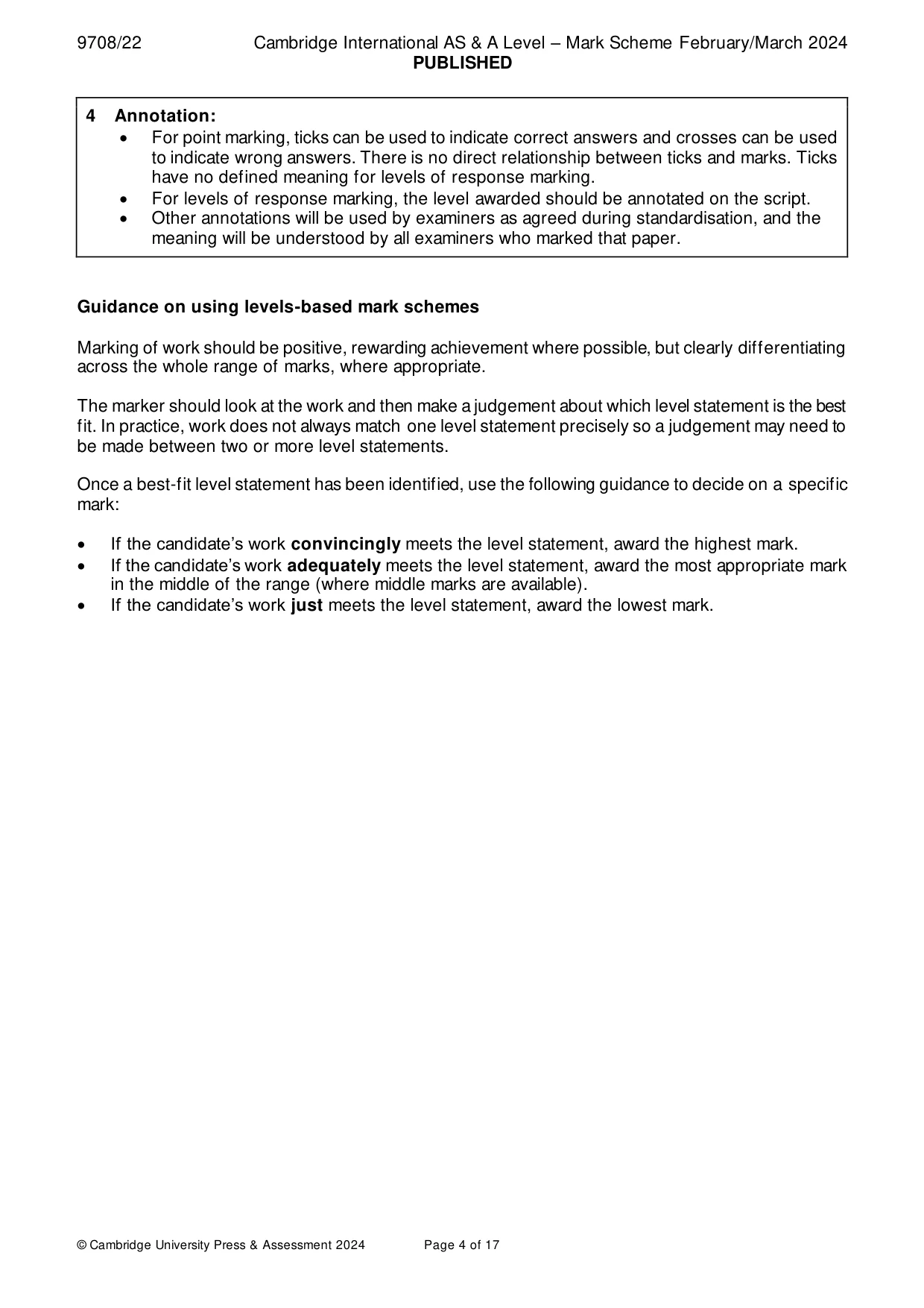 Mark scheme, page 4 of 17