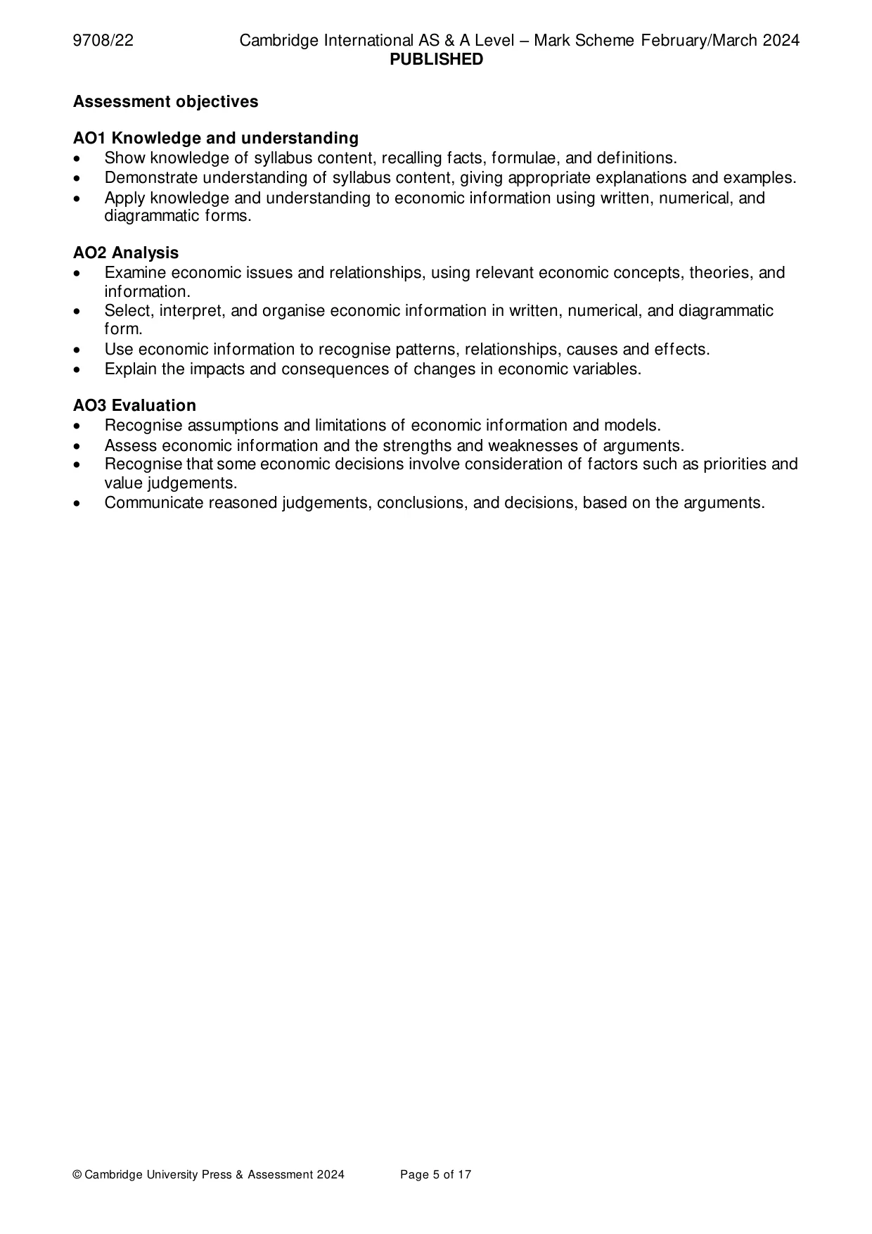 Mark scheme, page 5 of 17