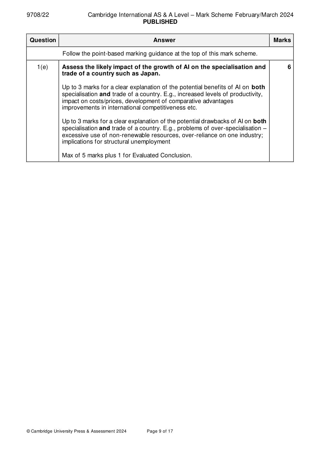Mark scheme, page 9 of 17