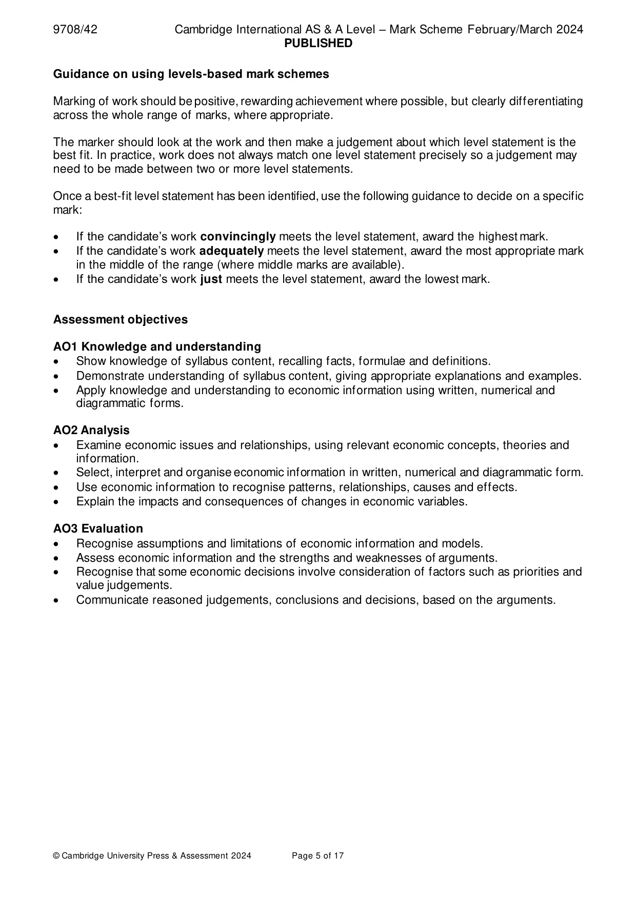 Mark scheme, page 5 of 17