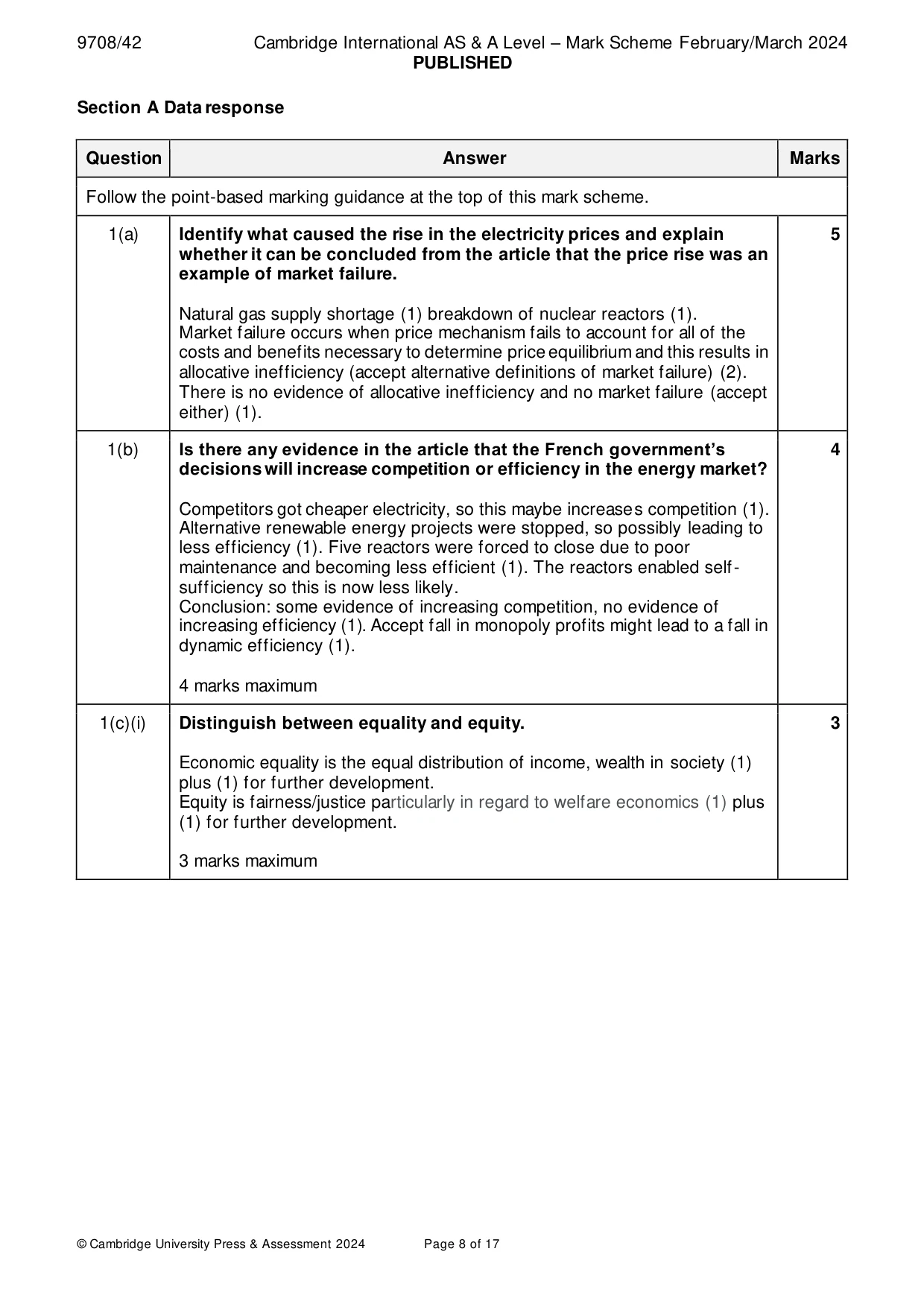 Mark scheme, page 8 of 17