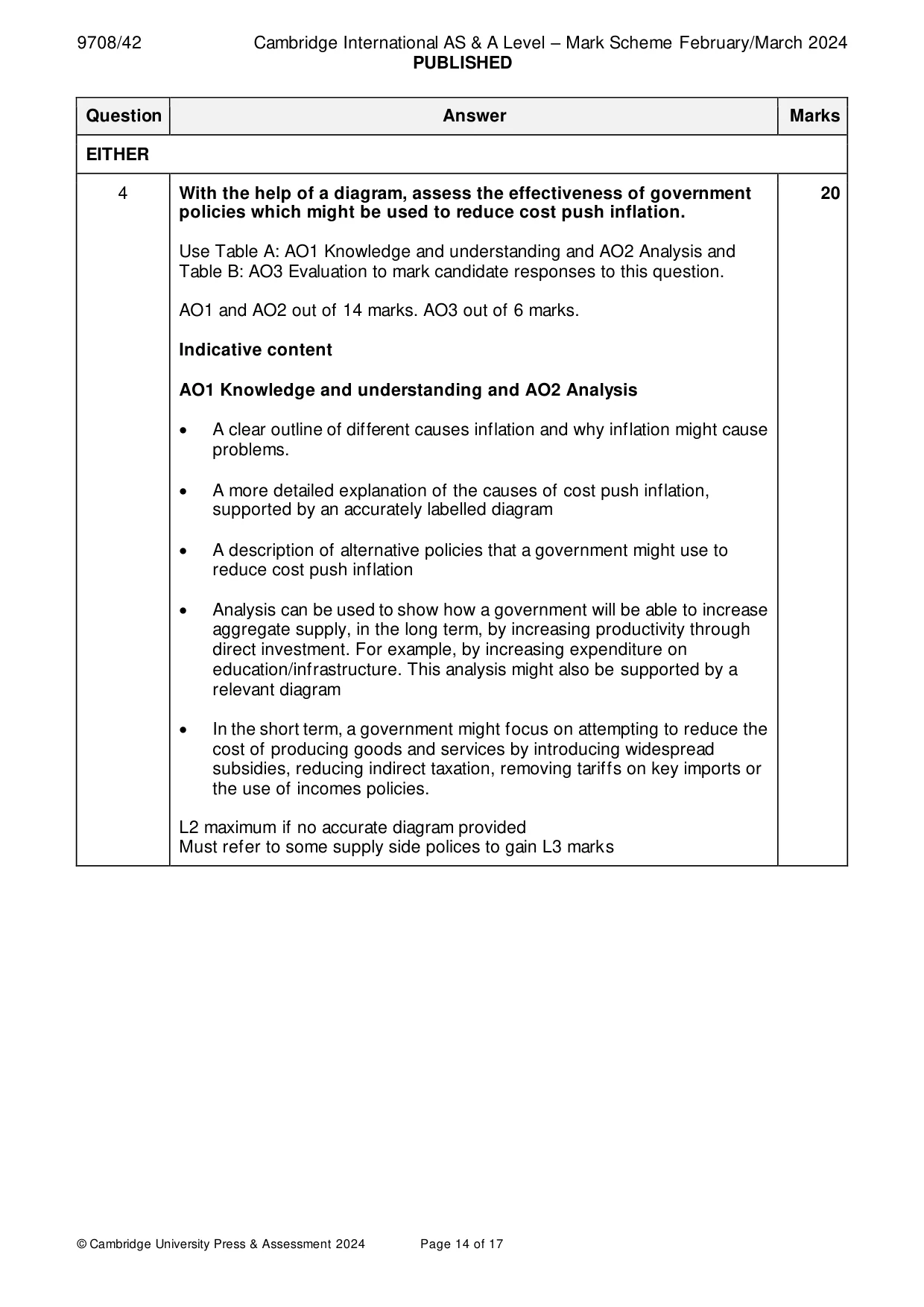Mark scheme, page 14 of 17