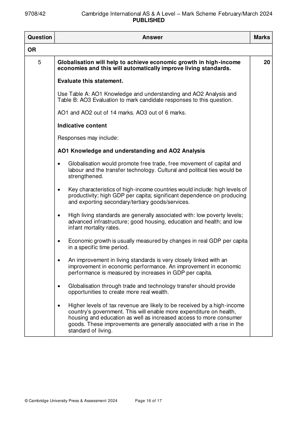 Mark scheme, page 16 of 17