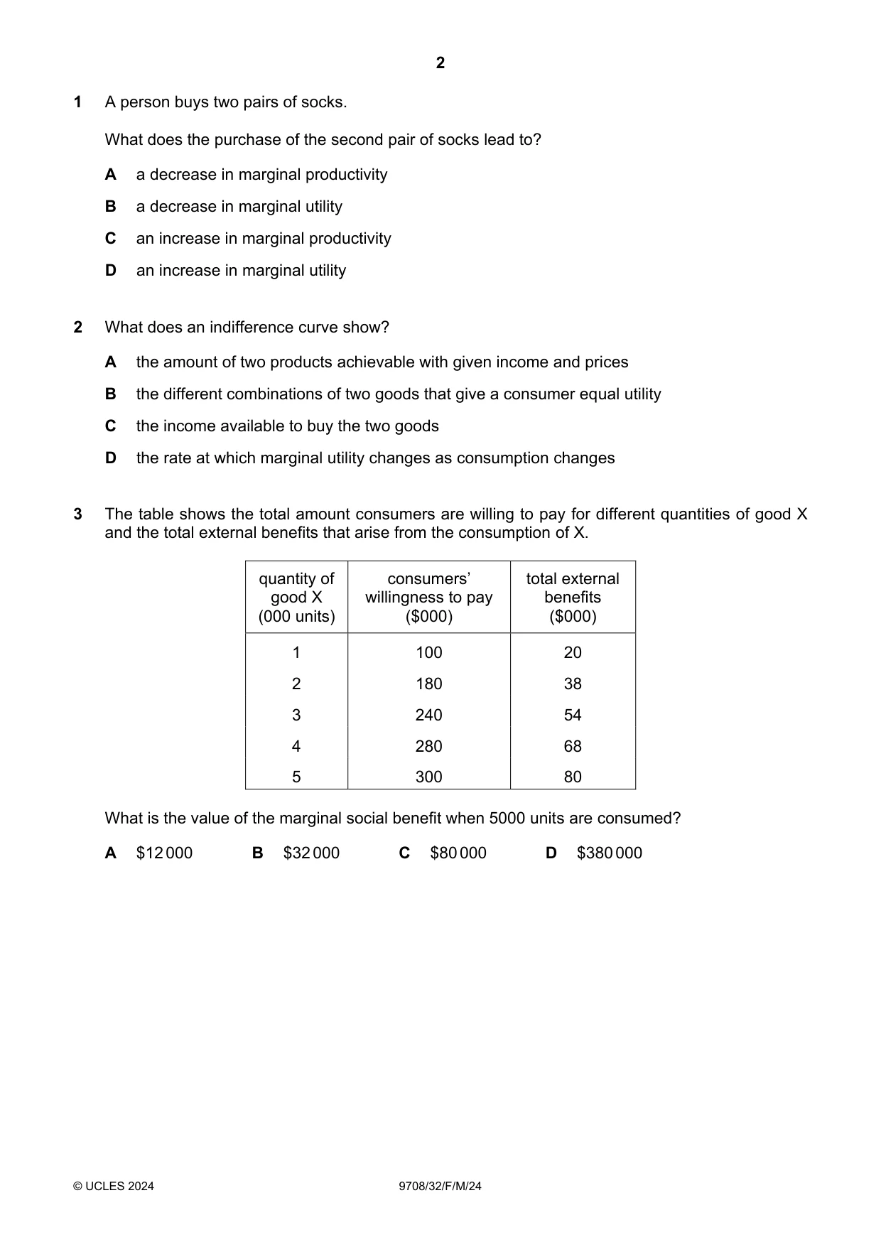 Cambridge A Level Economics 9708 2024 Feb/March Paper 3 · Variant 2 question paper, page 2 of 12