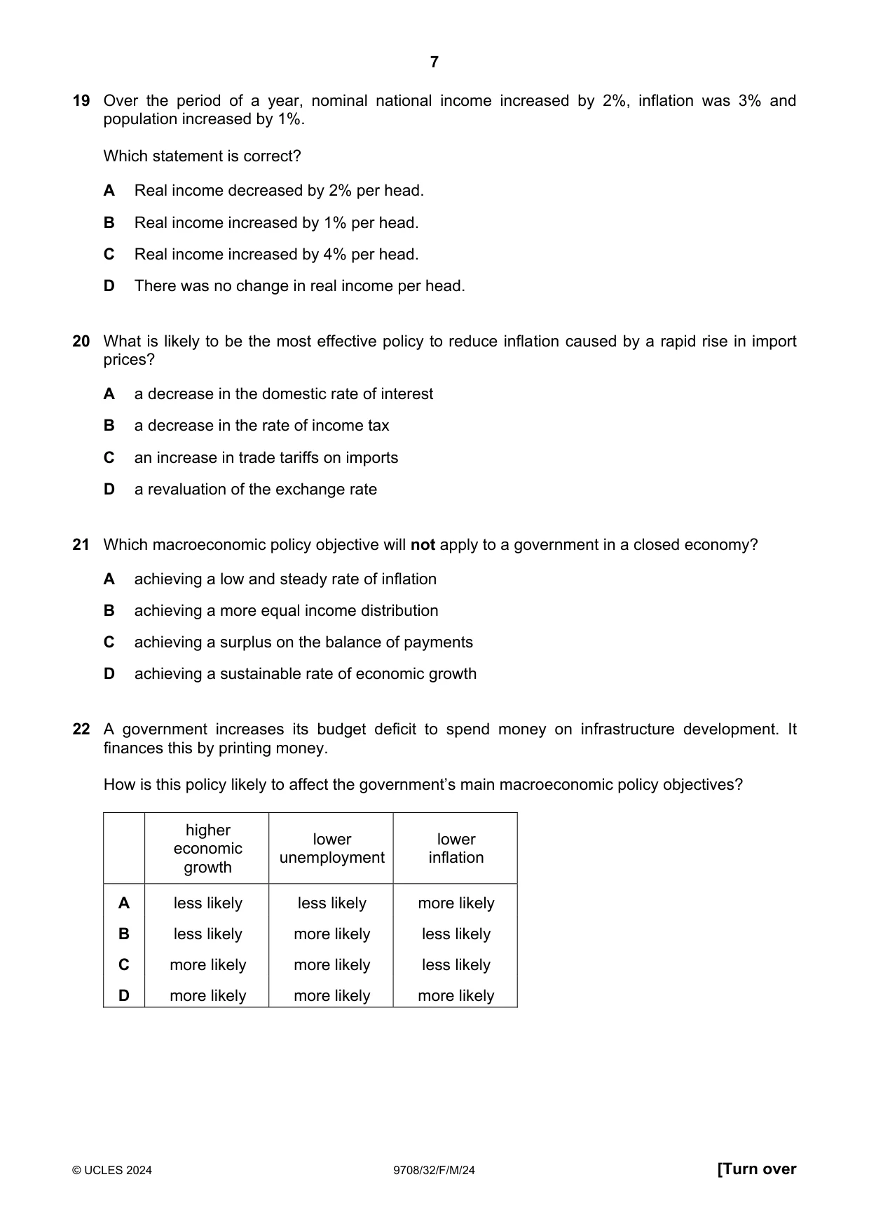 Cambridge A Level Economics 9708 2024 Feb/March Paper 3 · Variant 2 question paper, page 7 of 12