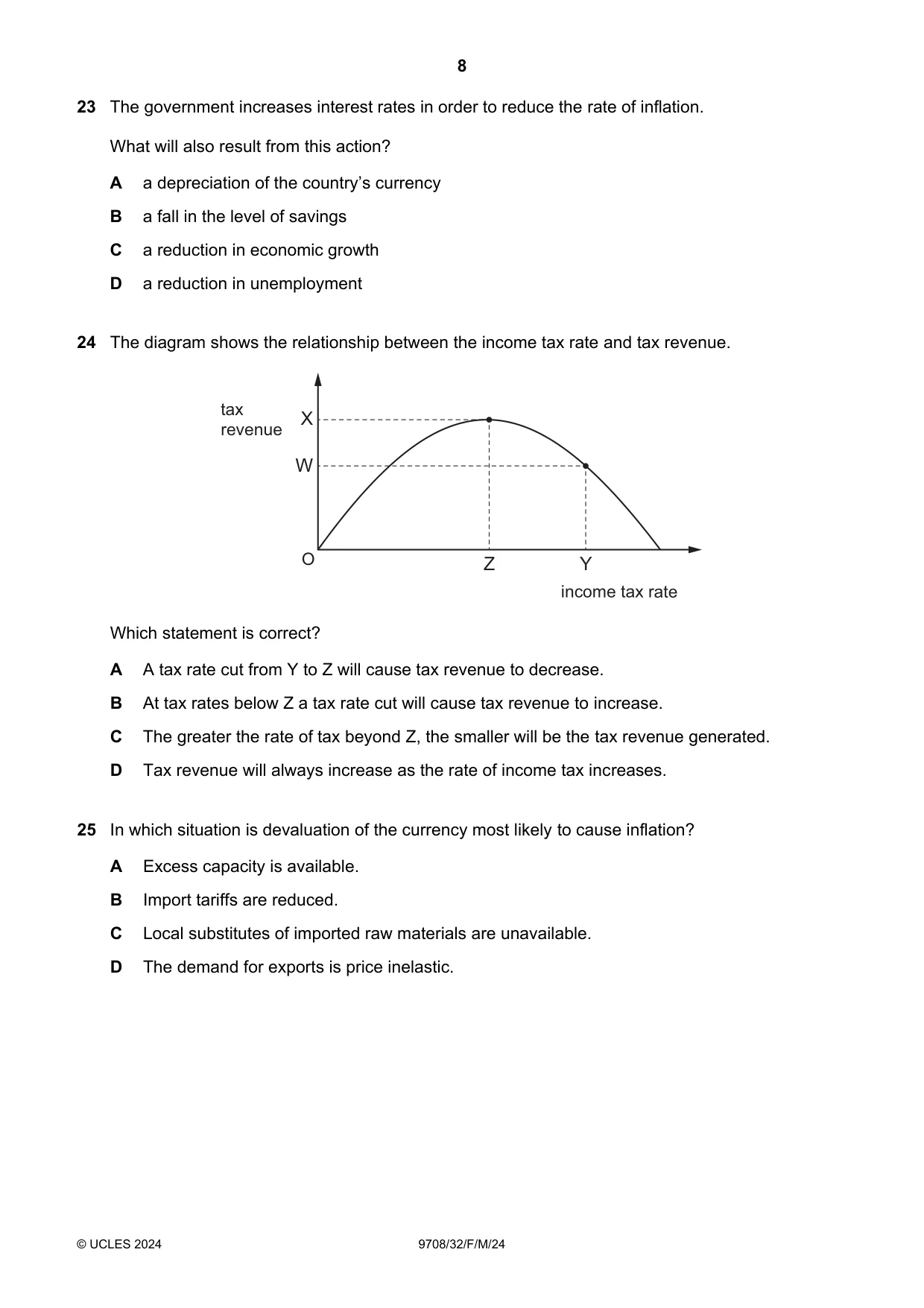 Cambridge A Level Economics 9708 2024 Feb/March Paper 3 · Variant 2 question paper, page 8 of 12