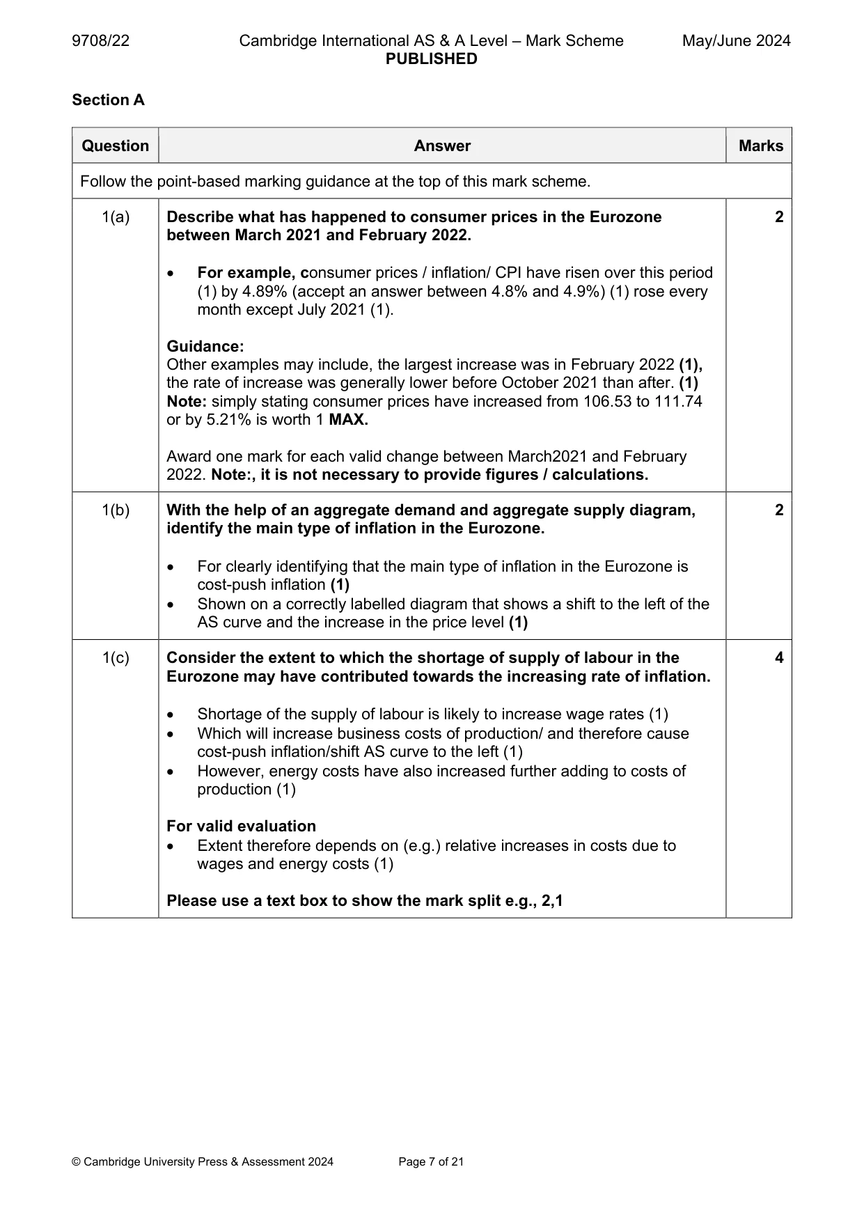 Mark scheme, page 7 of 21