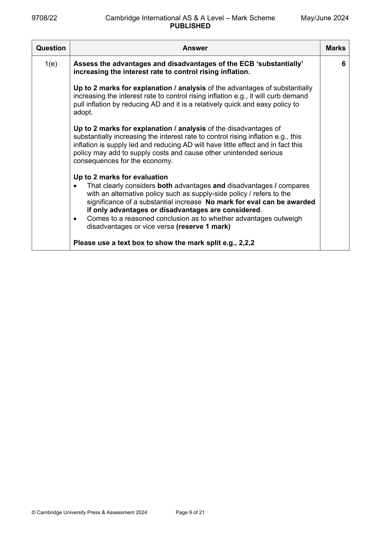 Mark scheme, page 9 of 21