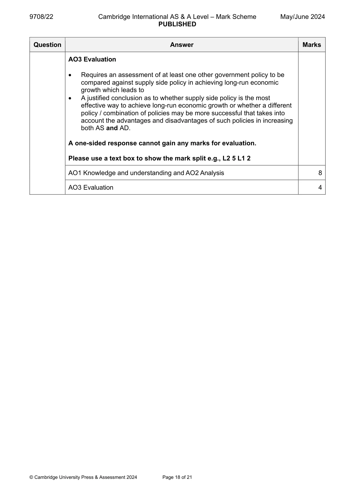 Mark scheme, page 18 of 21