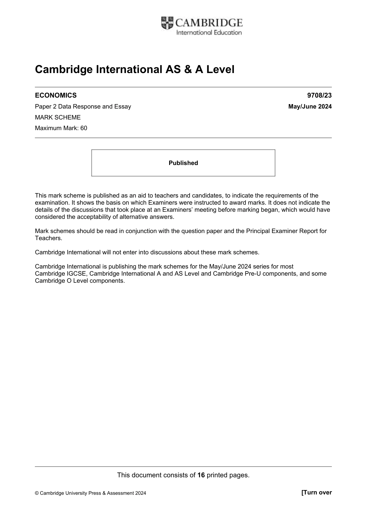 Mark scheme, page 1 of 16