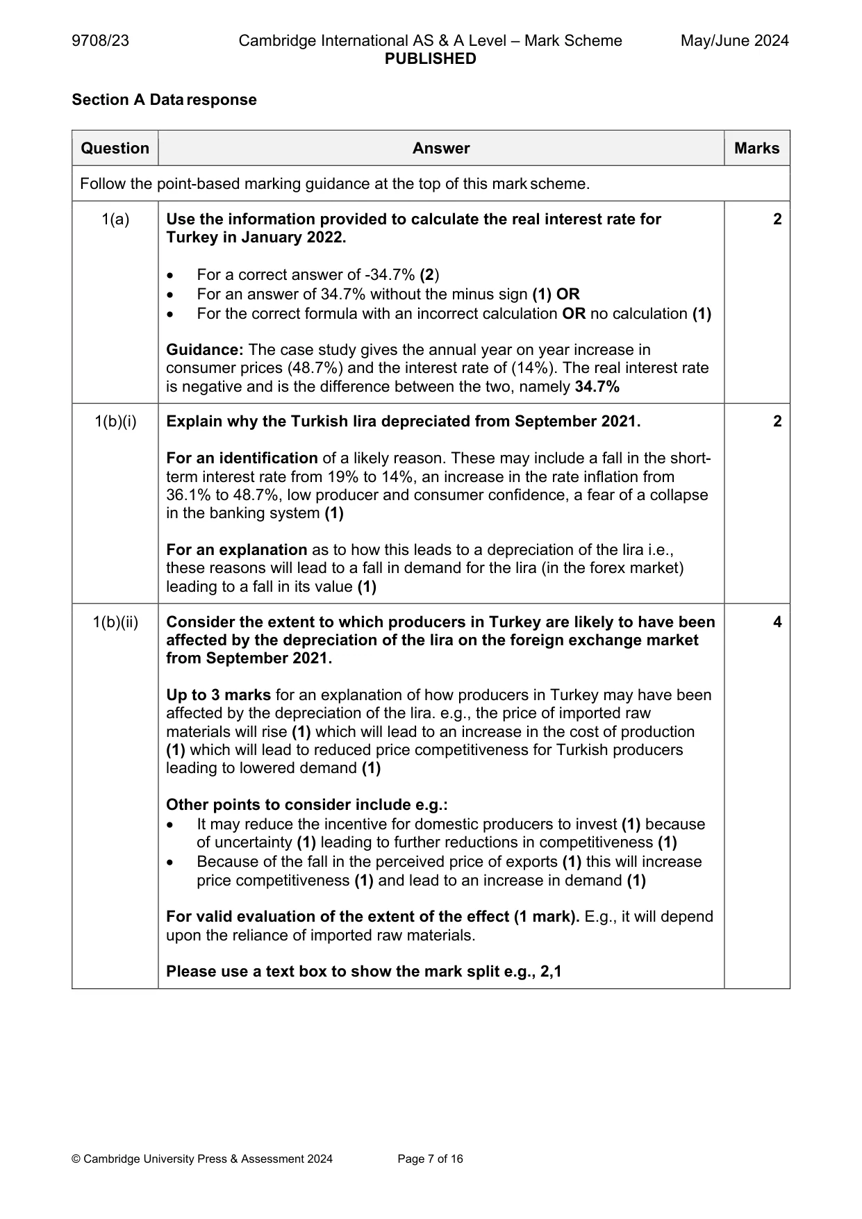 Mark scheme, page 7 of 16