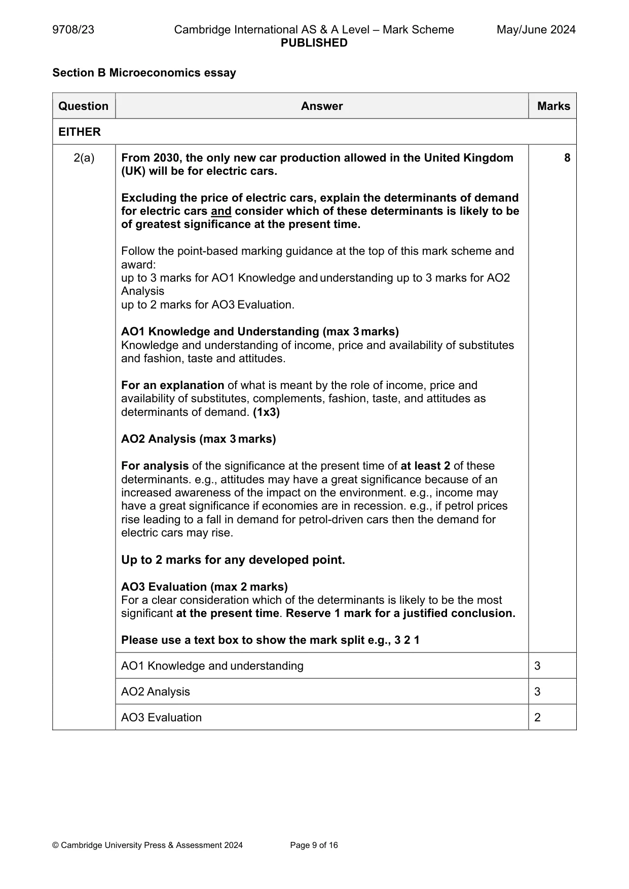 Mark scheme, page 9 of 16